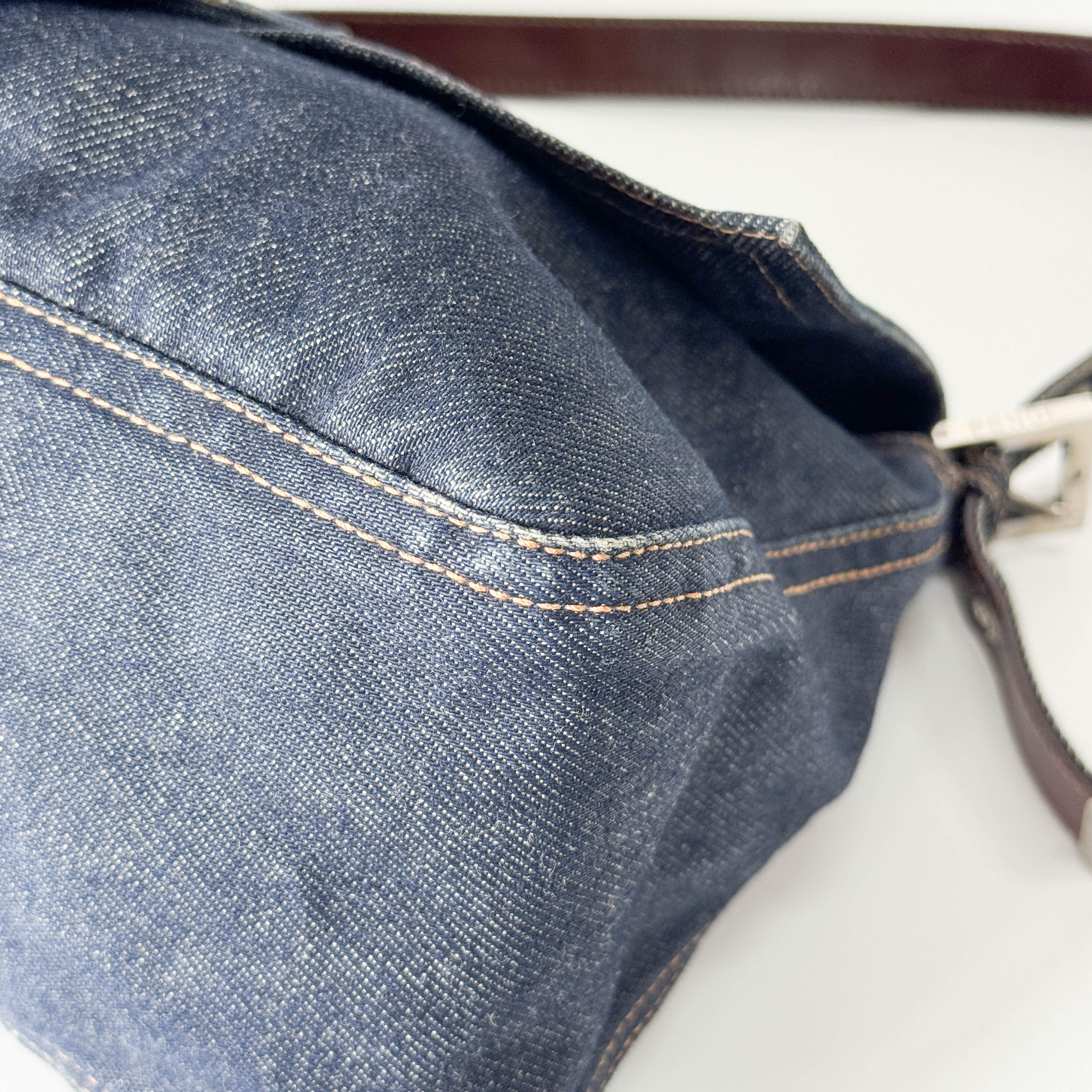 Mamma Baguette Blue Denim Shoulder Bag