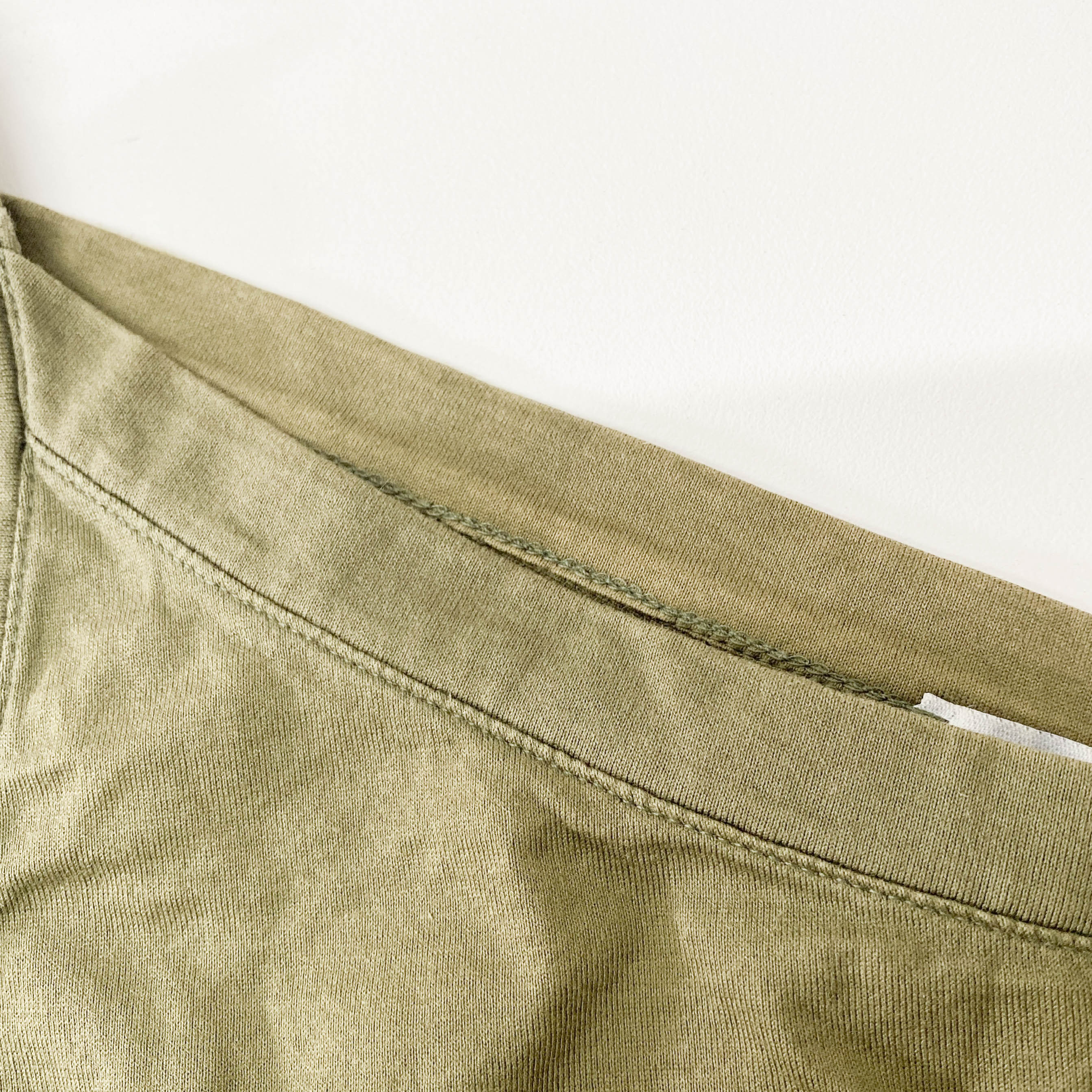 Size S Asymmetric Green Cotton Shoulder Top