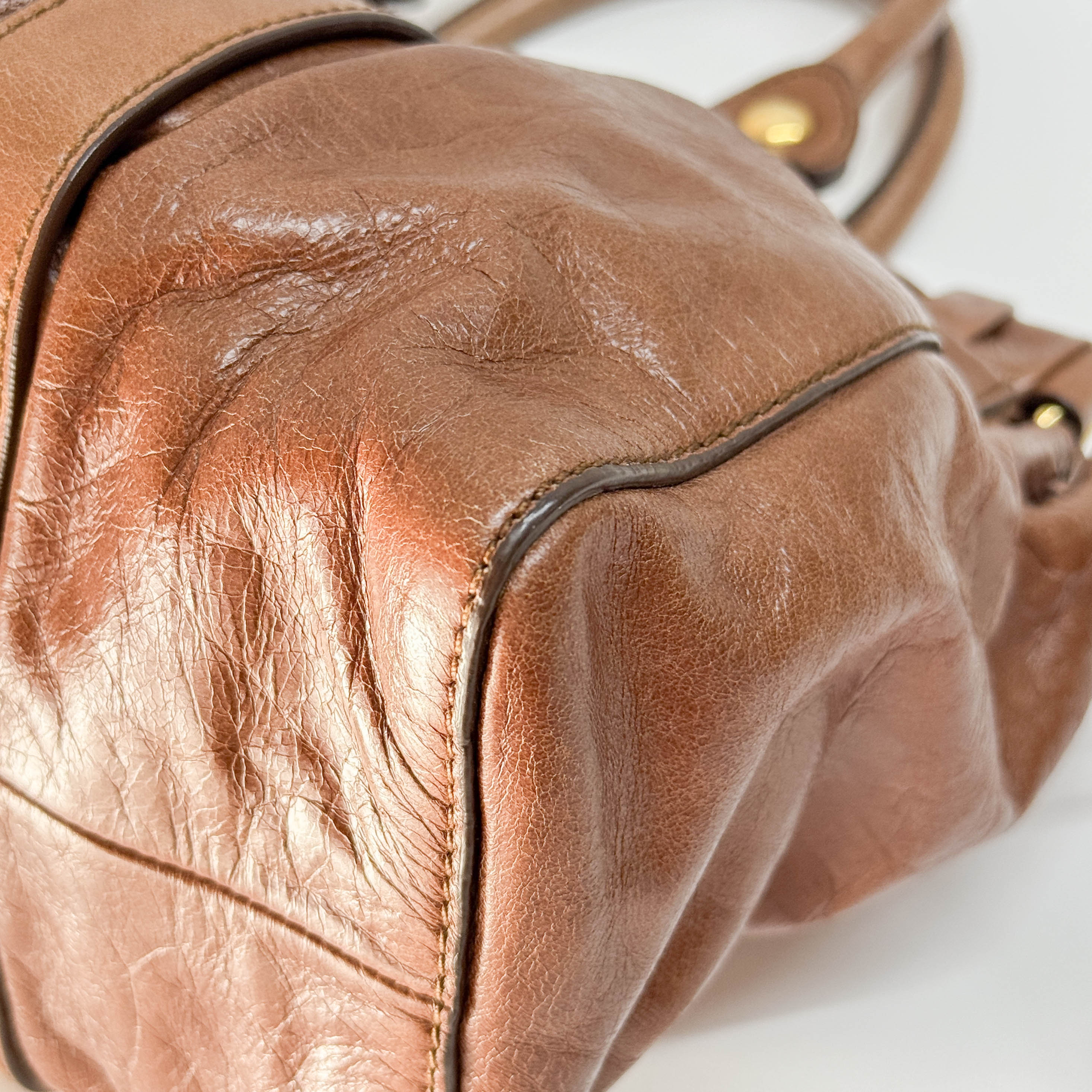 Vitello Brown Leather Two Way Bag