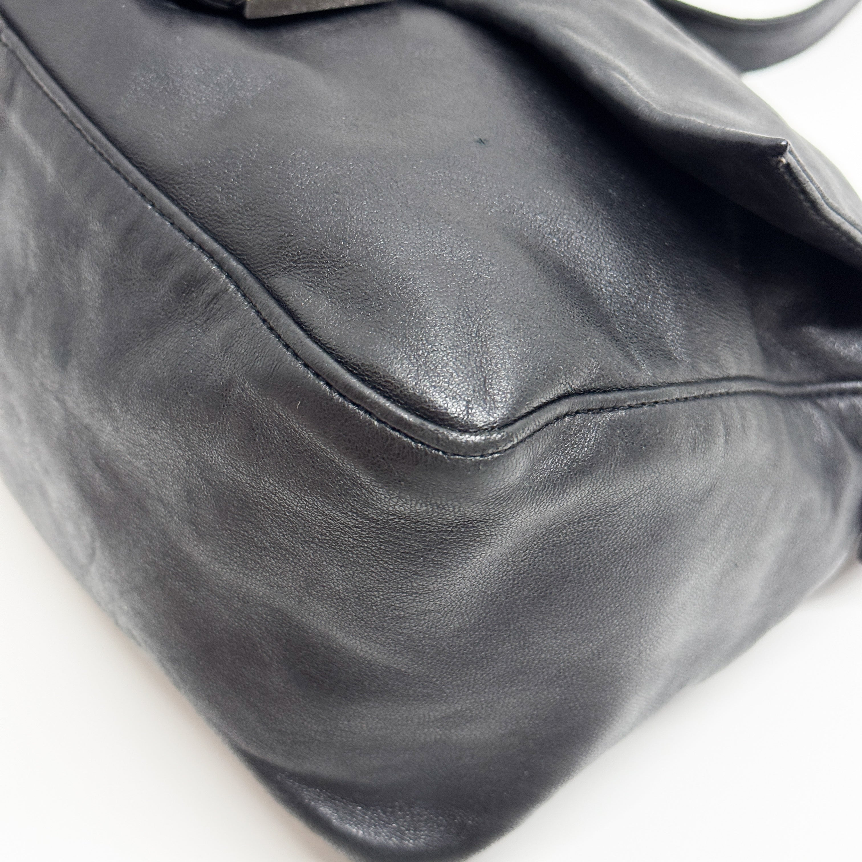Mamma Baguette Black Leather Shoulder Bag