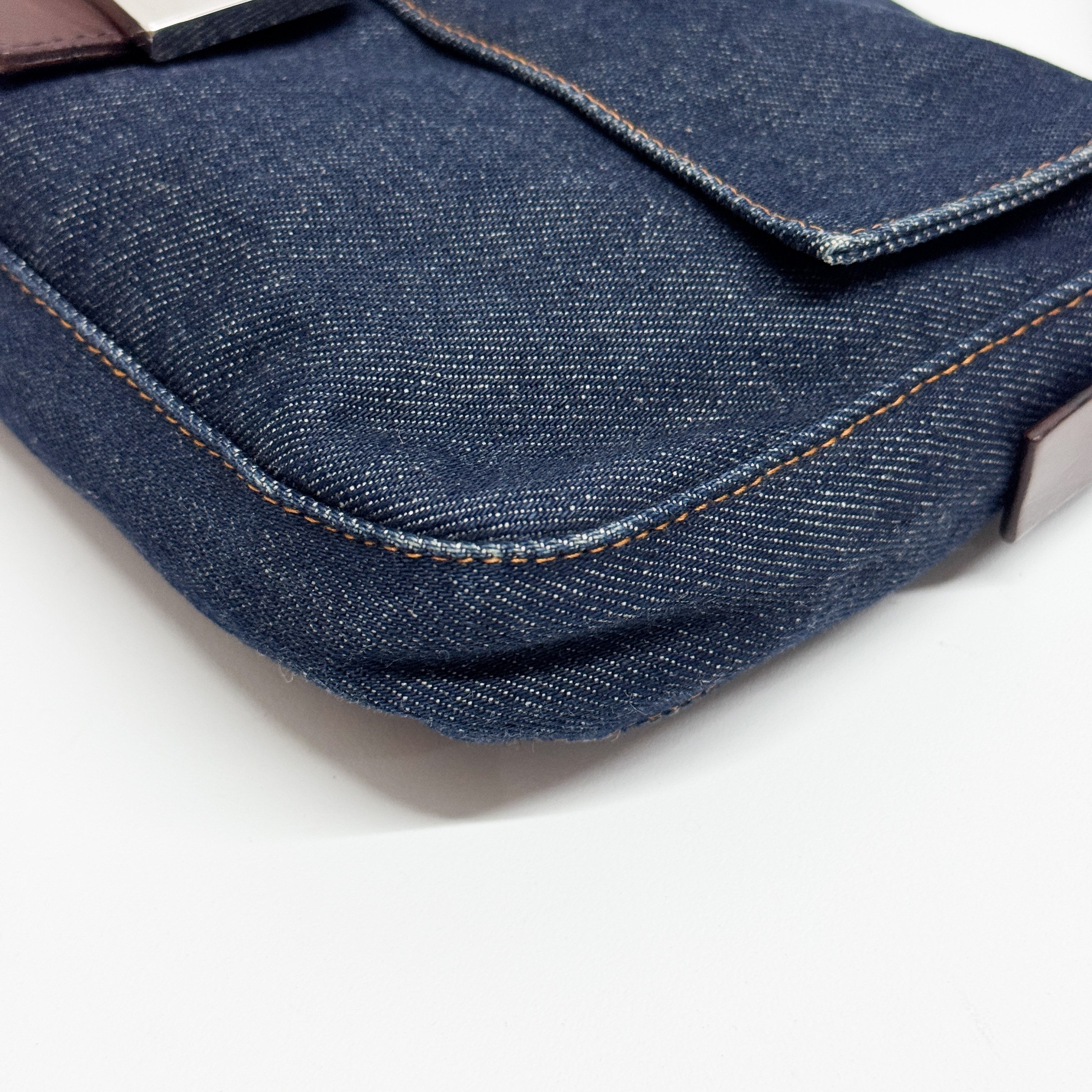 Baguette Blue Denim Shoulder Bag