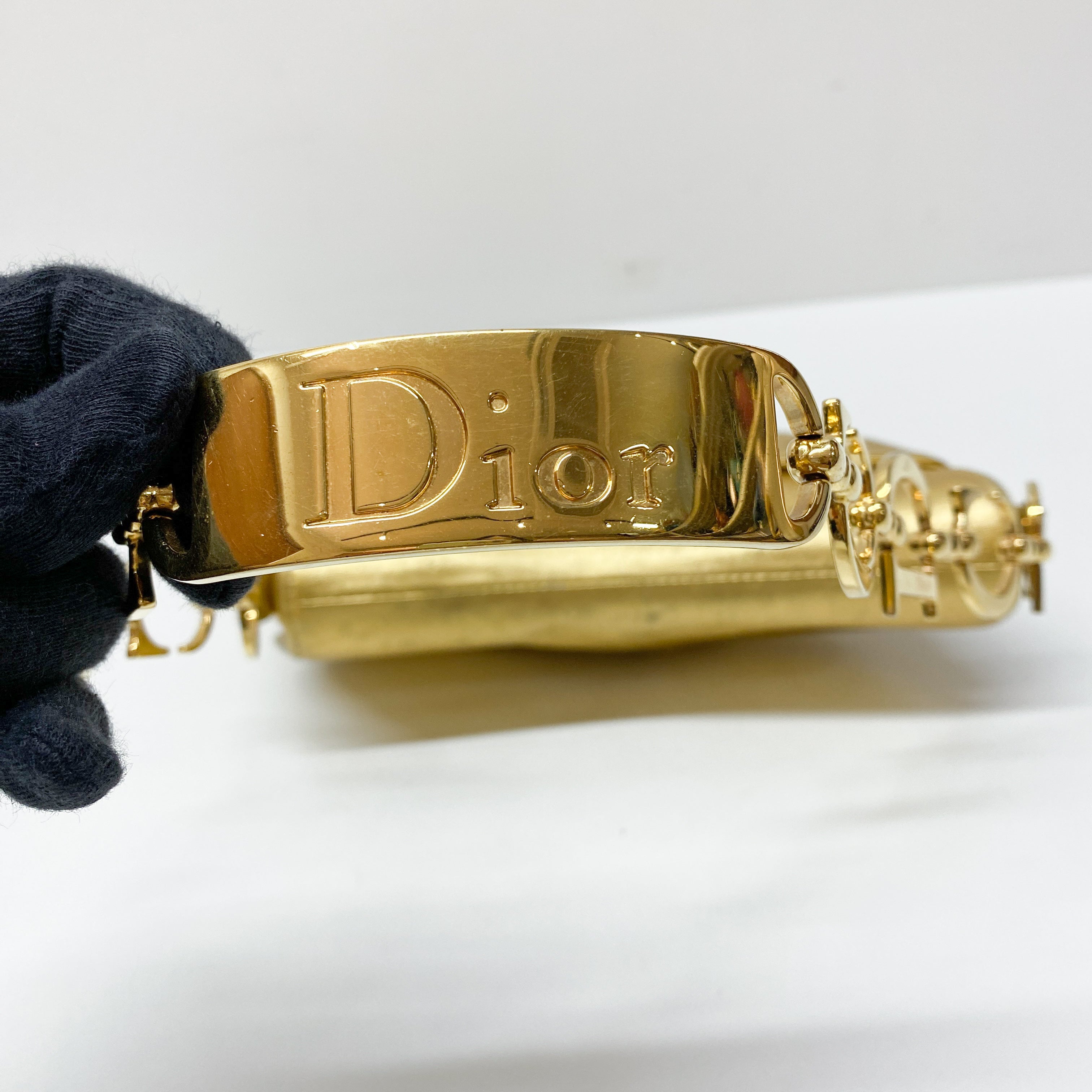 Saddle Gold Leather Shoulder Bag