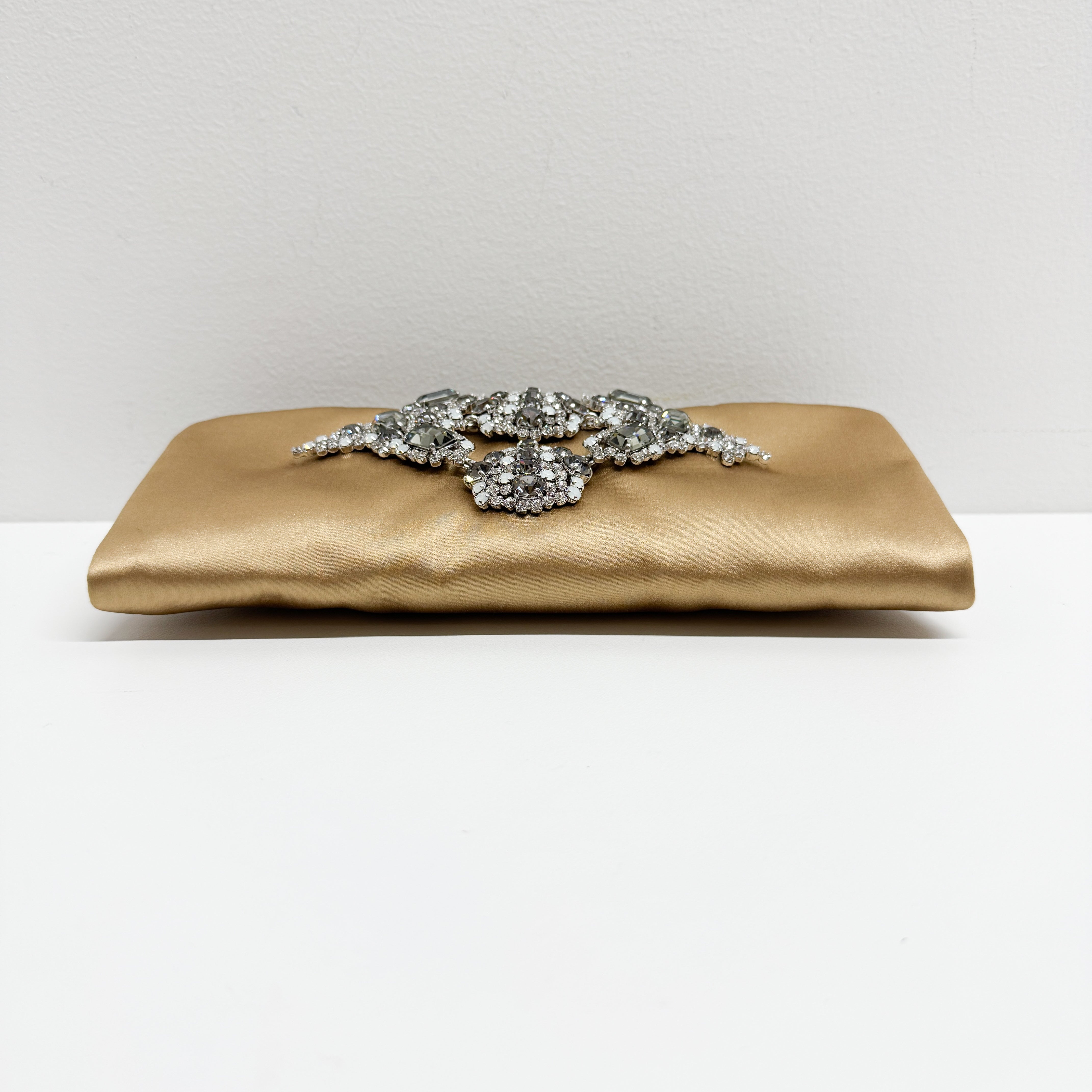 Gold Satin Clutch/Crossbody Bag