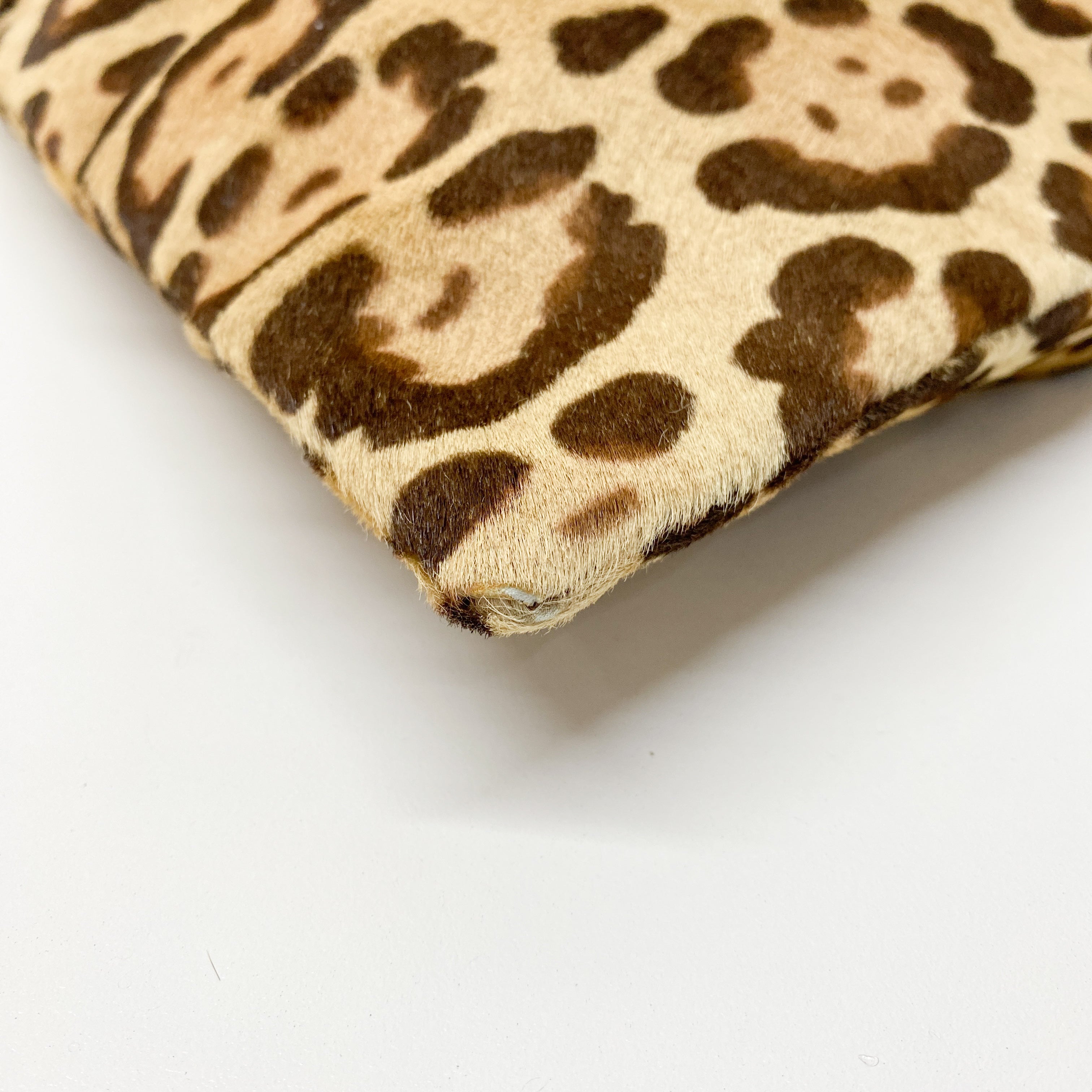 Brown Leopard Print Pony Hair Ring Handle Tote Bag