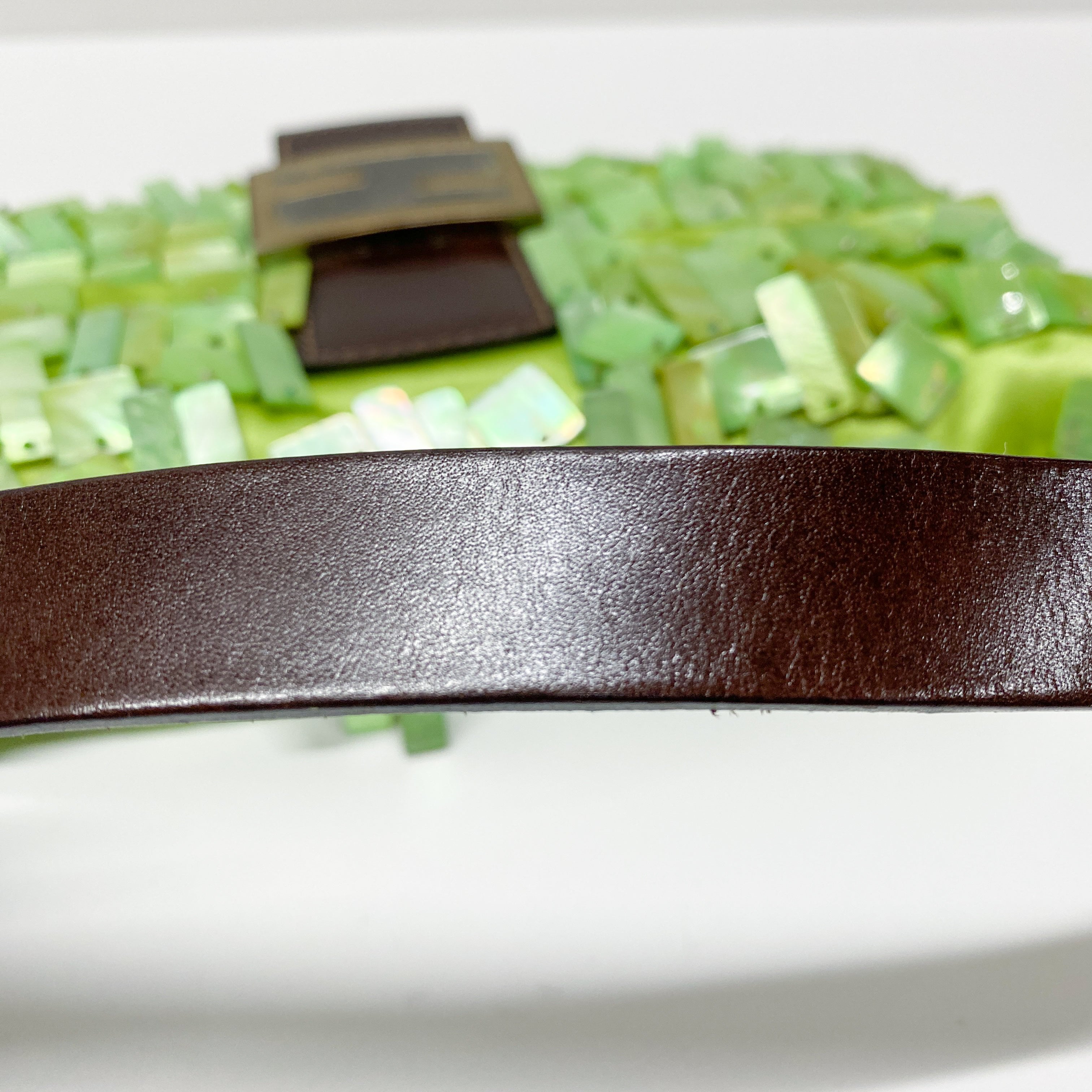 Limited Edition Baguette Mother Of Pearl Green Satin Shoulder Bag