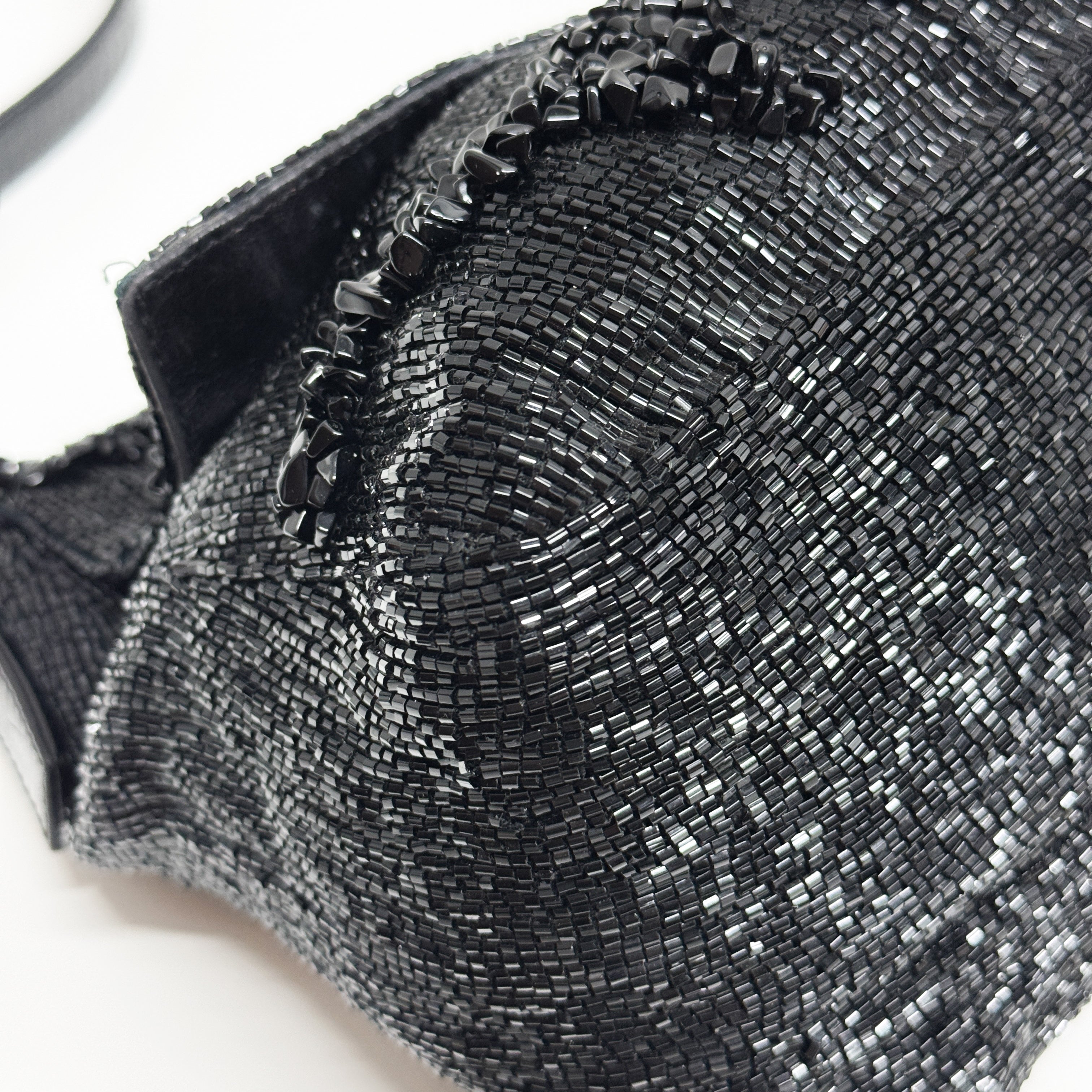 Mamma Baguette Black Beads Shoulder Bag