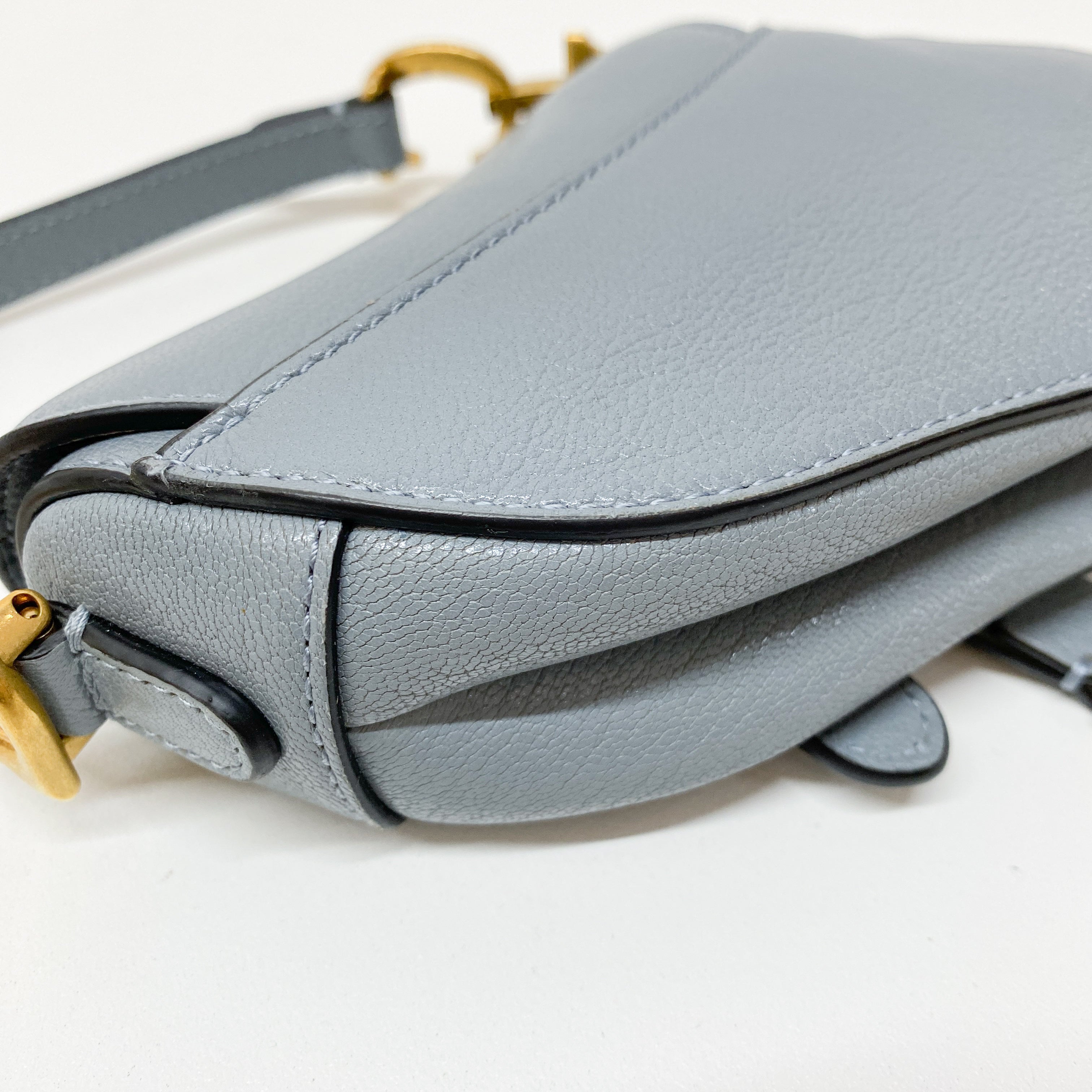 Mini Saddle Blue Leather Hand Bag