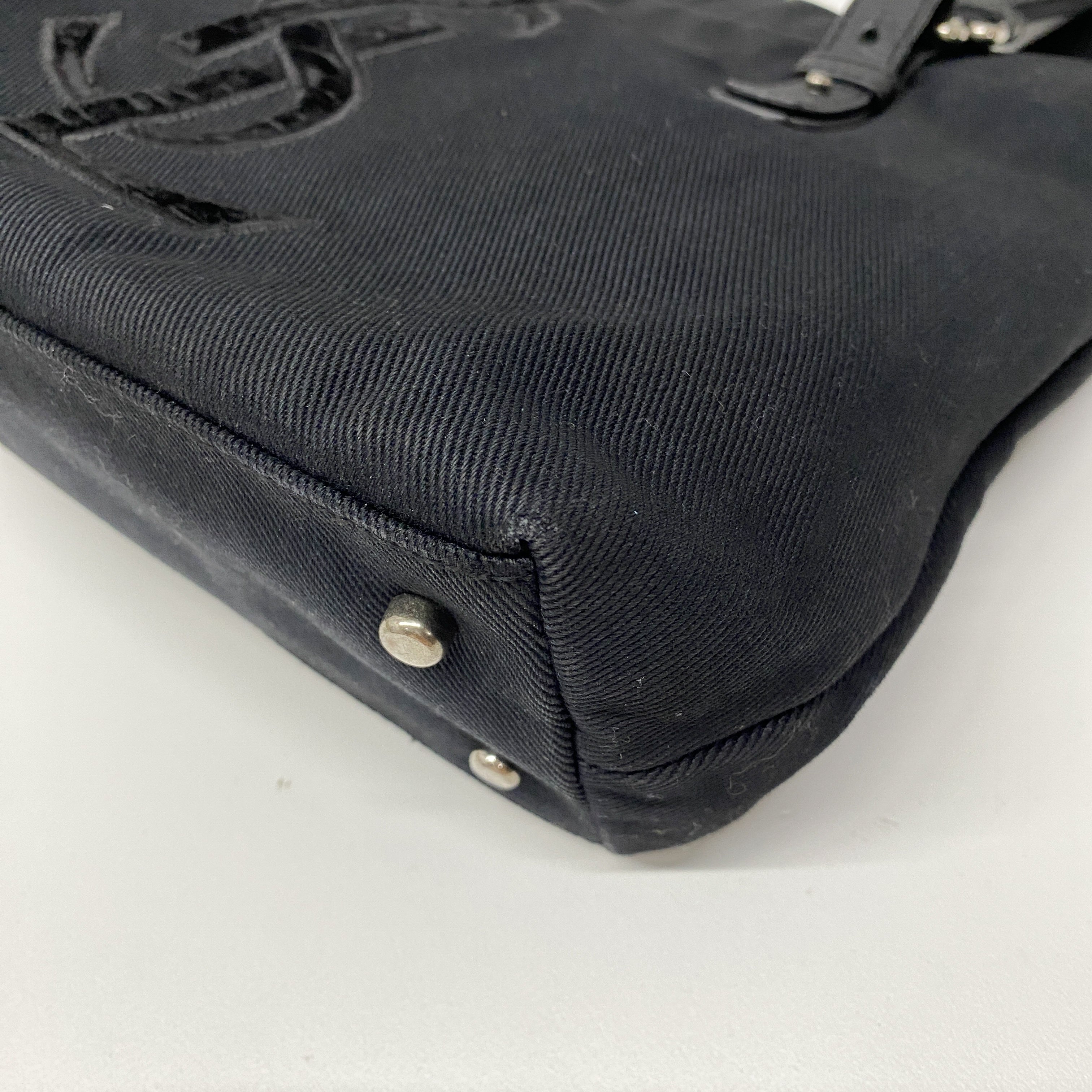 Black Canvas Tote Shoulder Bag