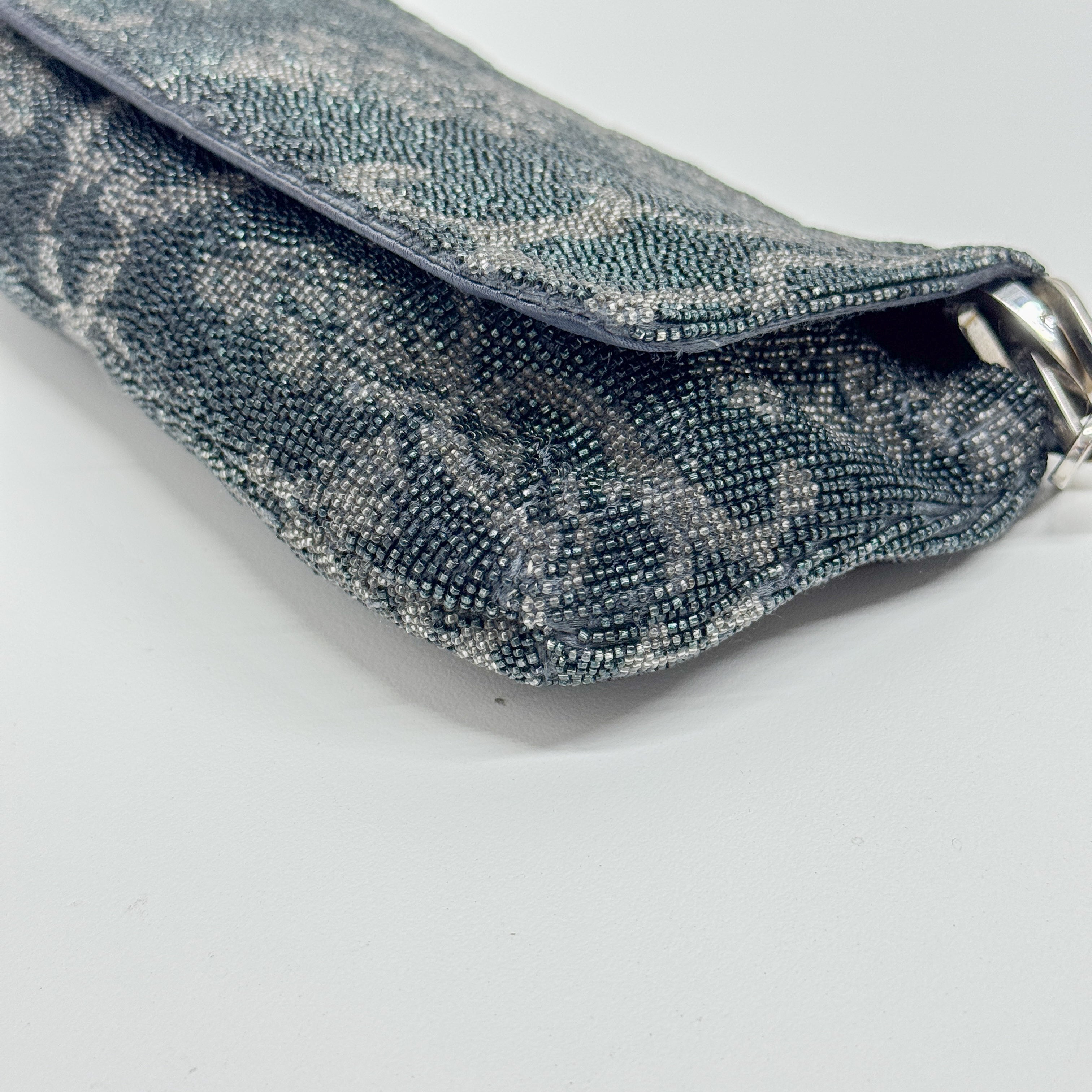 Navy Beaded Chain Shoulder Bag