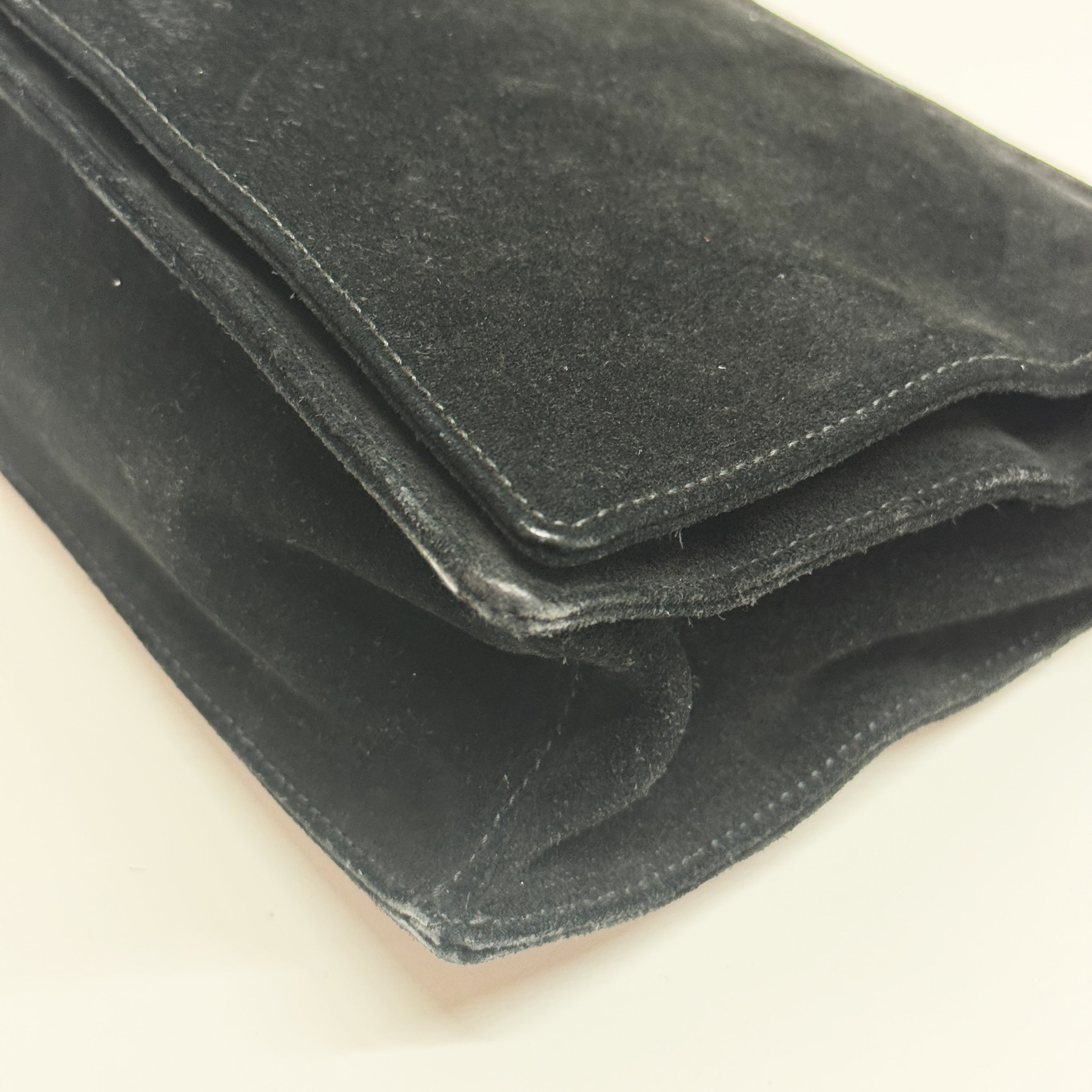 Bamboo Black Suede Shoulder Bag