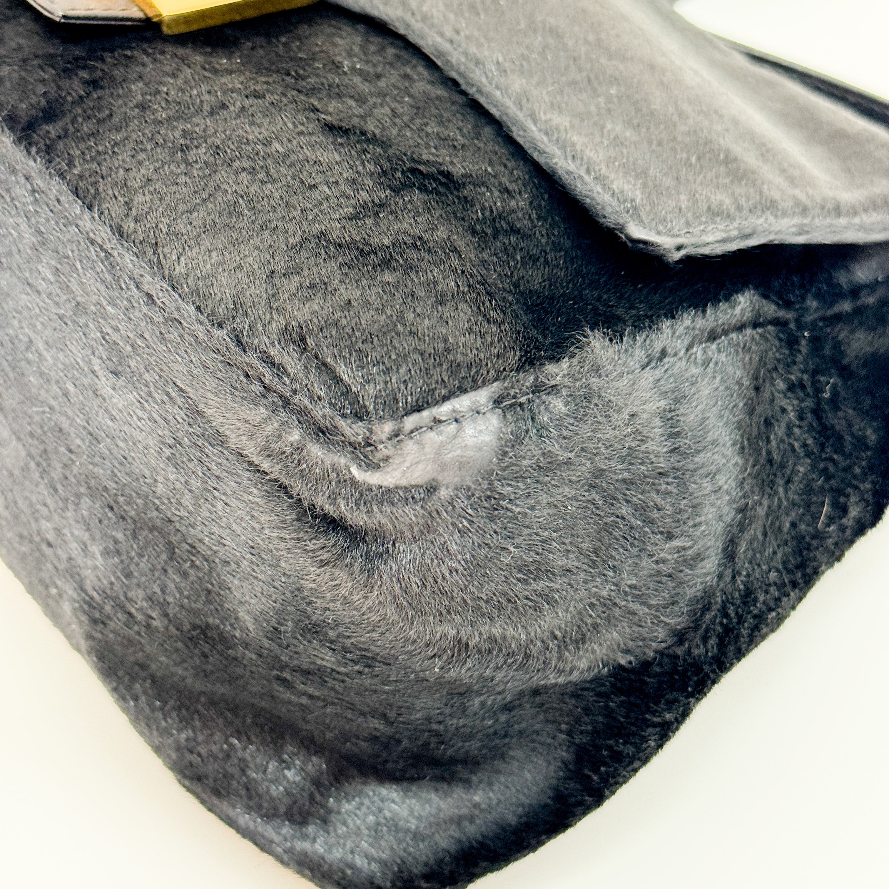 Mamma Baguette Black Pony Hair Shoulder Bag