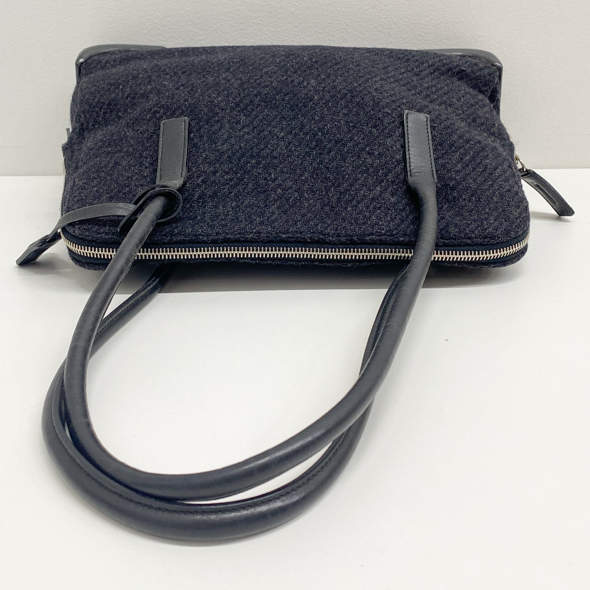 Vintage Black Wool Shoulder Bag