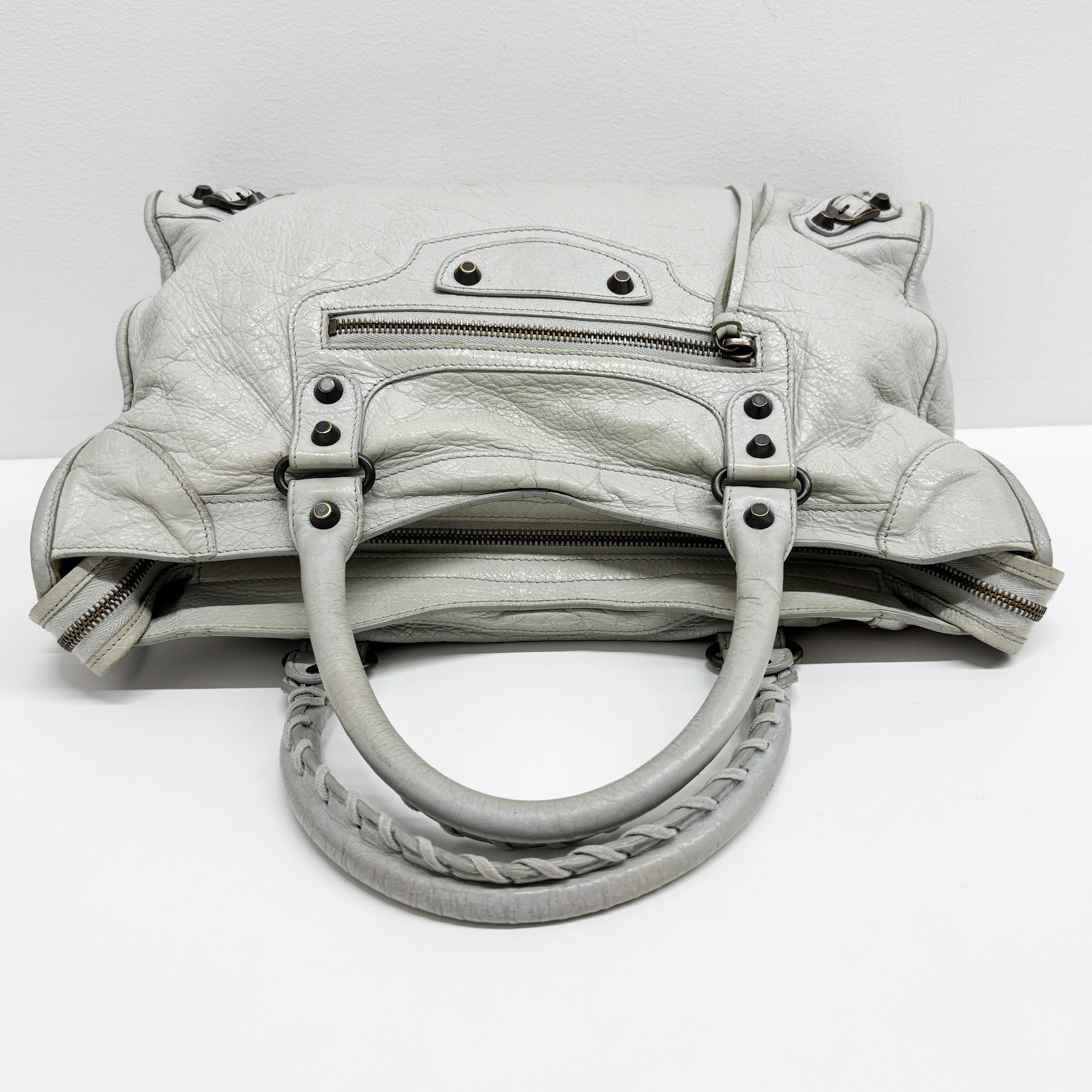 The City Grey Calfskin Leather Two Way Bag