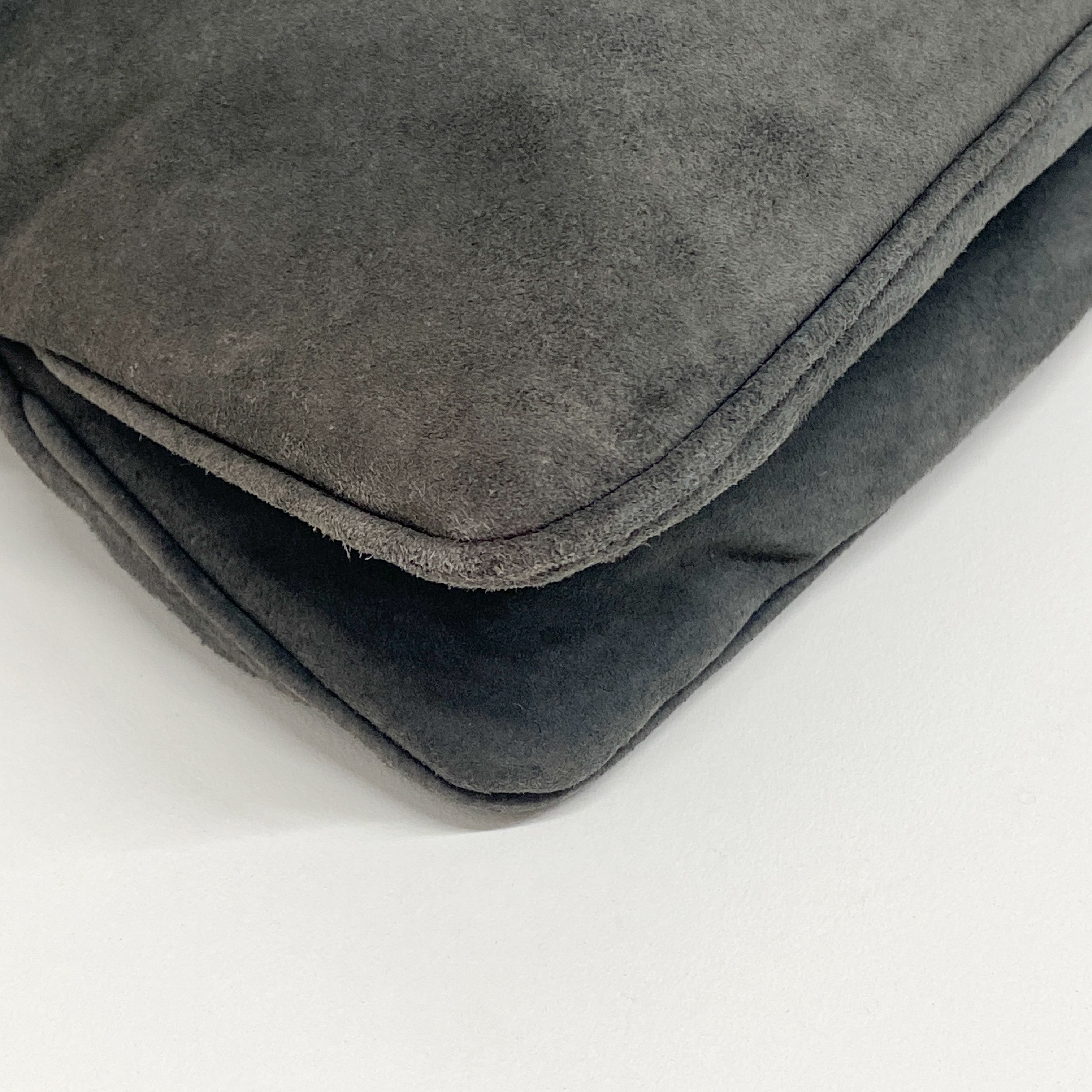 Vintage Grey Suede Shoulder Bag