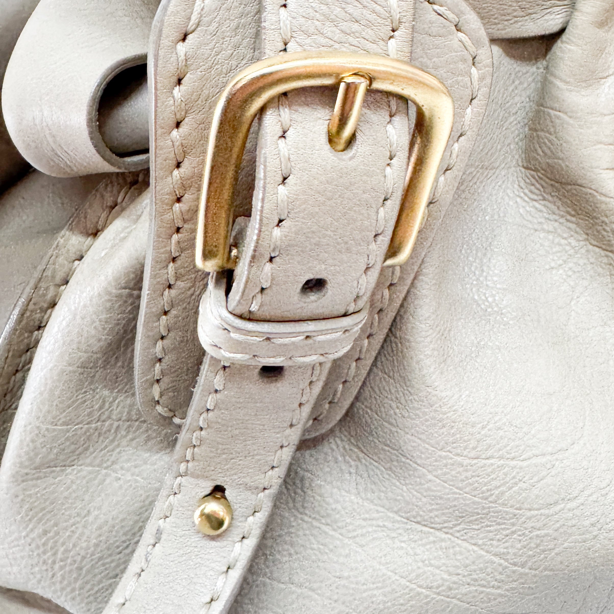 Vintage Beige Leather Shoulder Bag