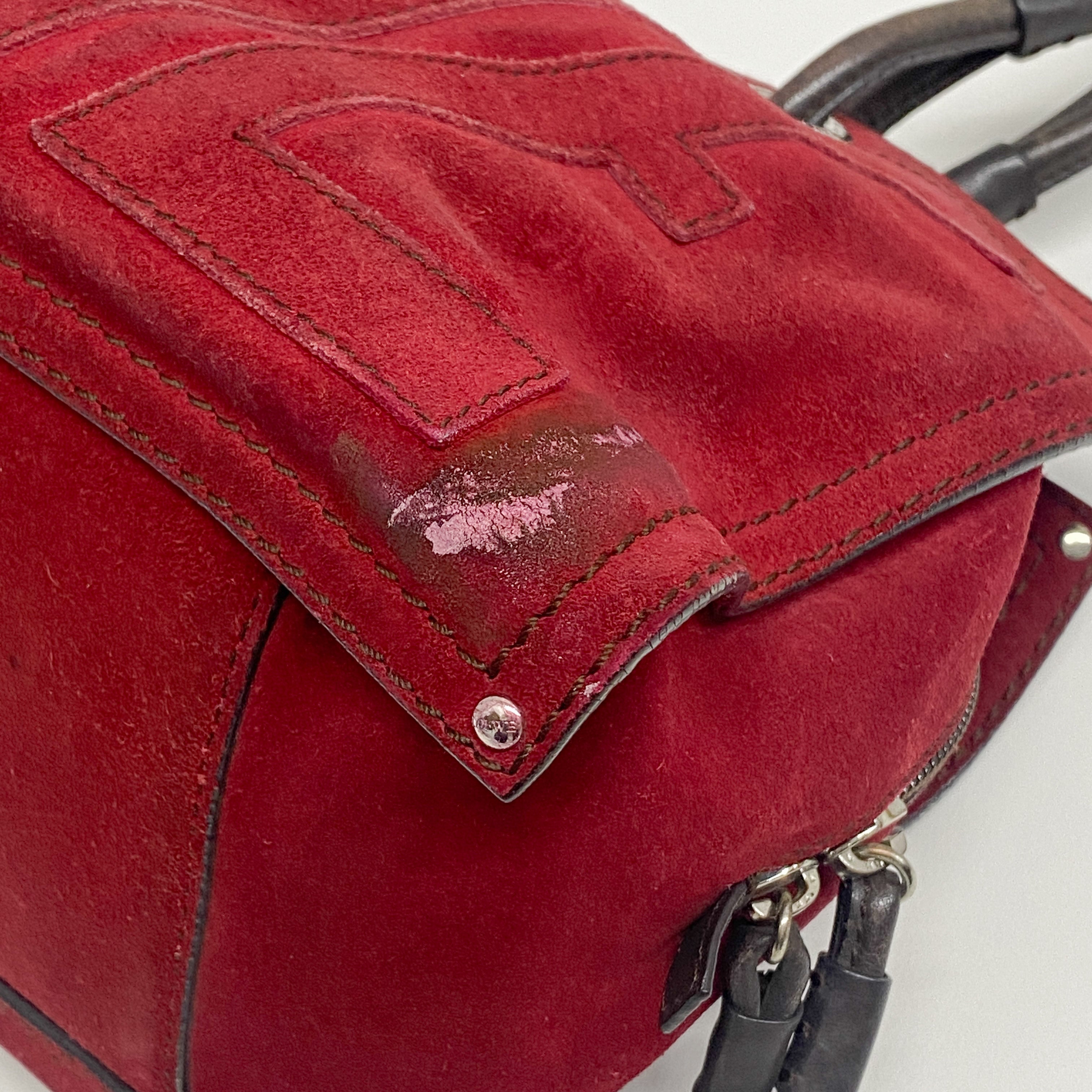 Vintage Red Suede Shoulder Bag