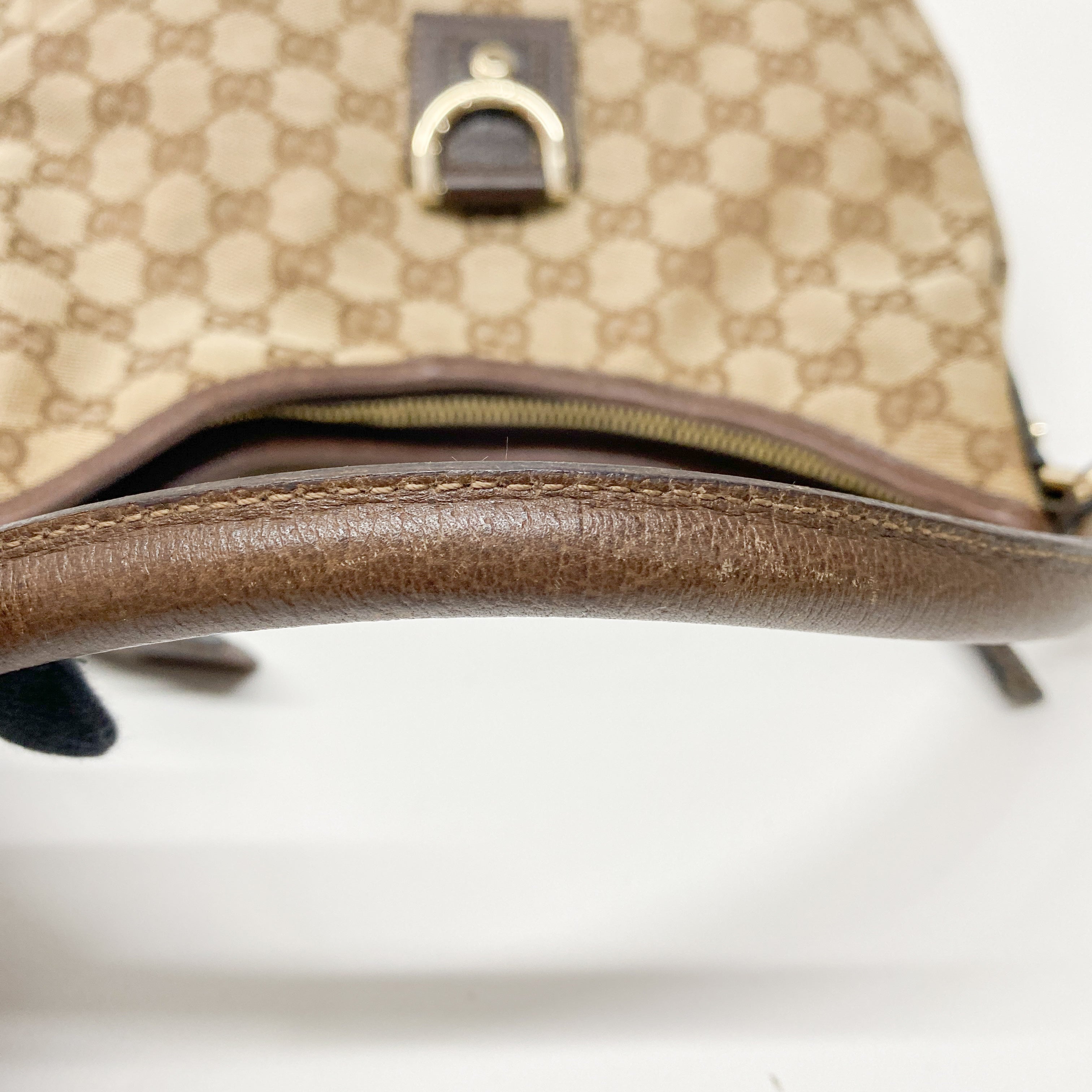 Abbey D-Ring GG Brown Canvas Hobo Bag