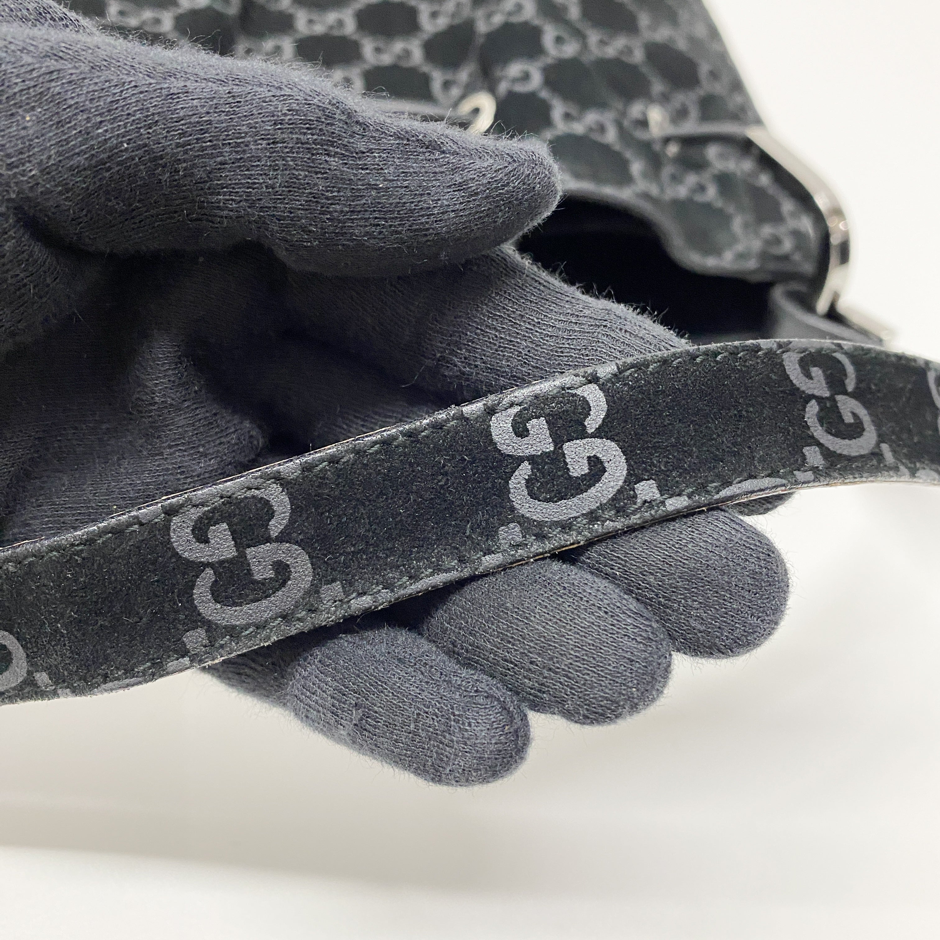 GG Black Suede Bucket Shoulder Bag