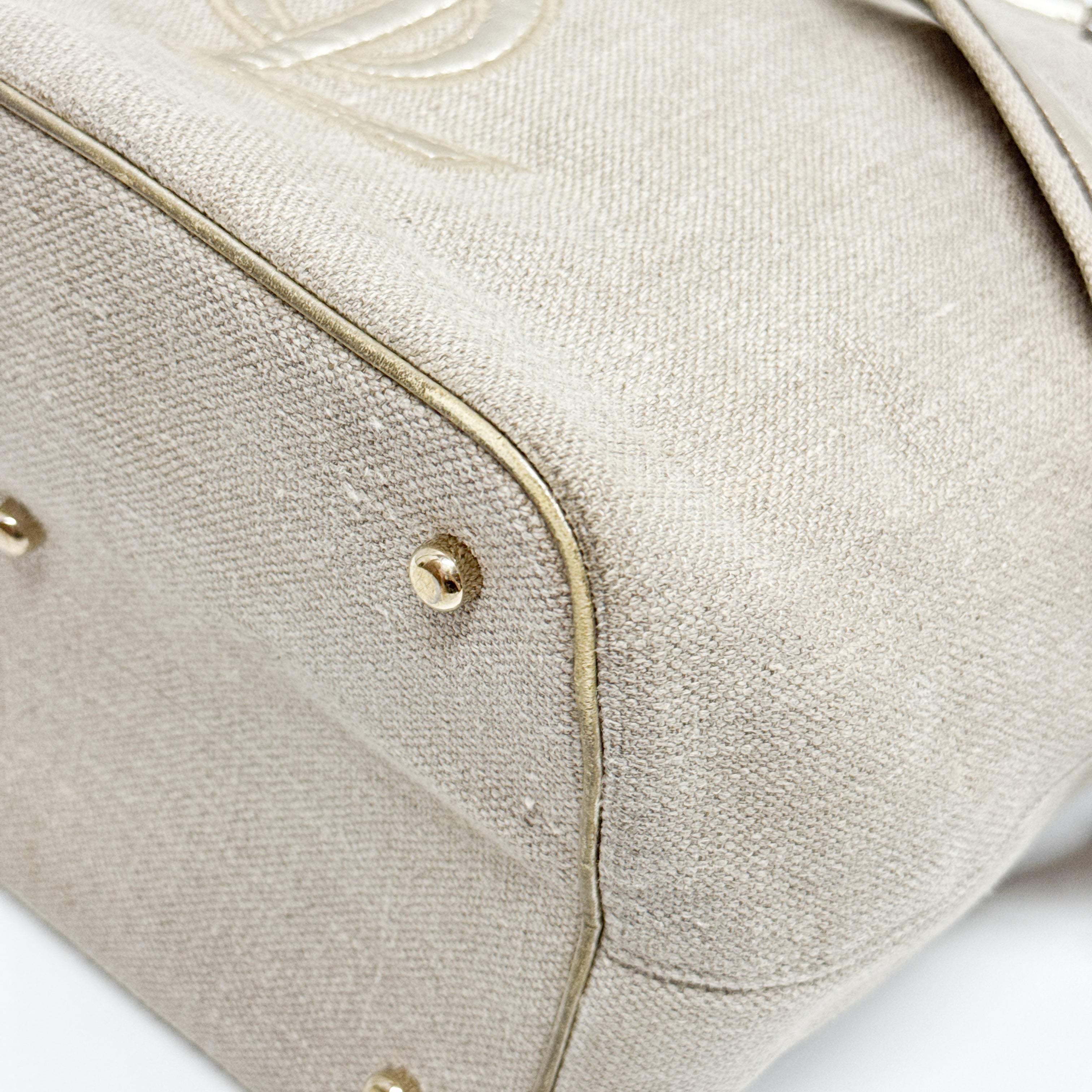 Beige Cotton Crossbody Bag