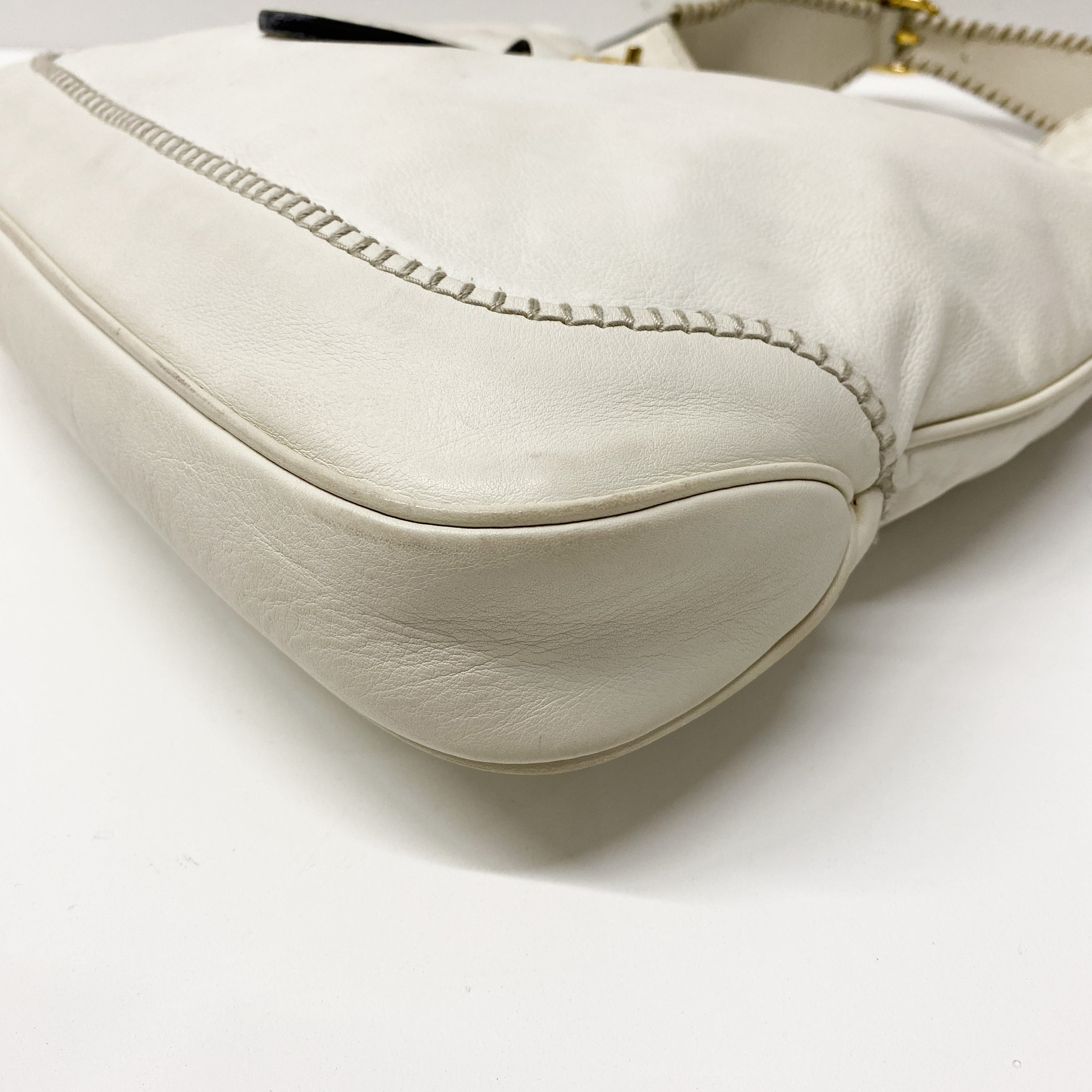 Jackie White Leather Shoulder Bag