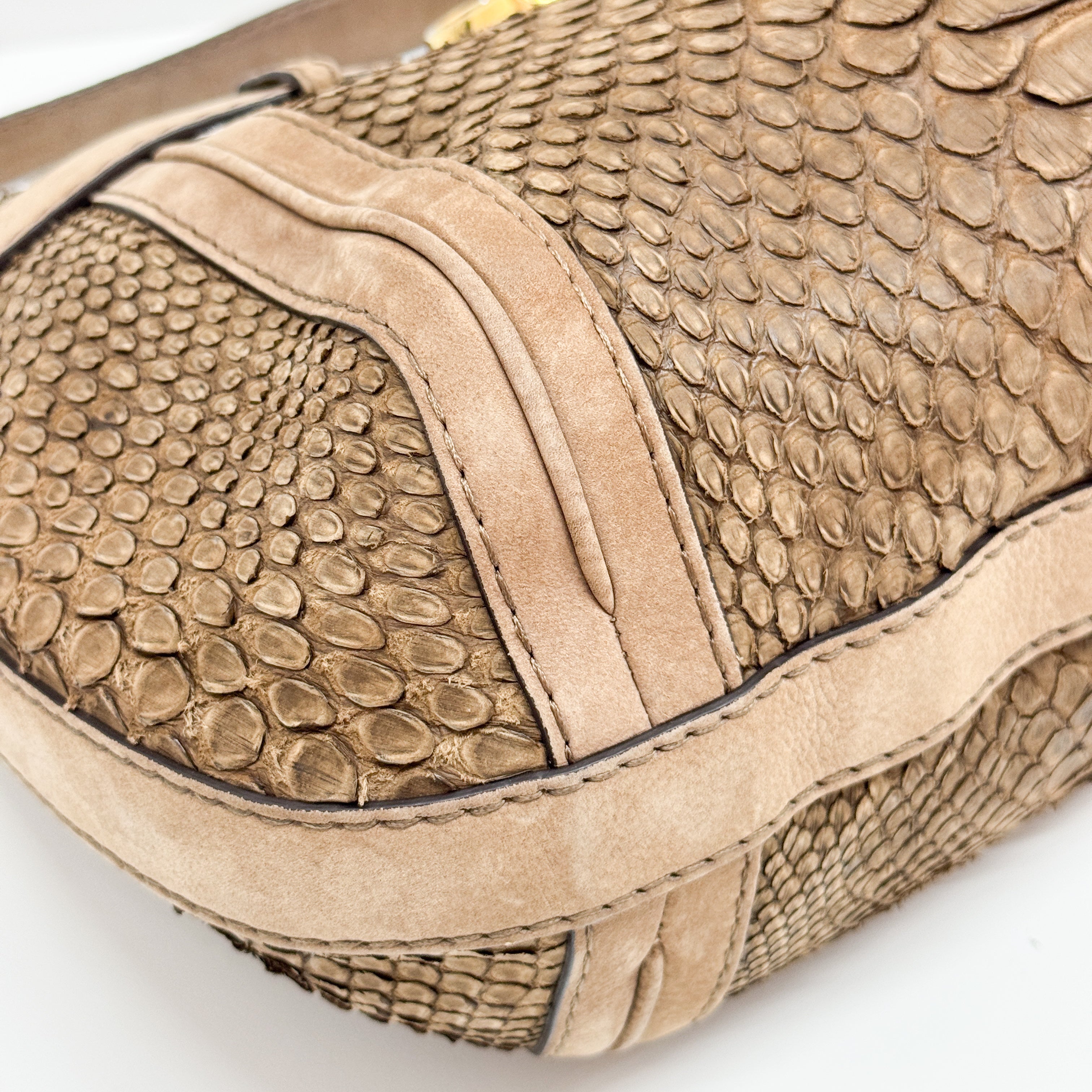 Wave Brown Python Embossed Leather Shoulder Bag