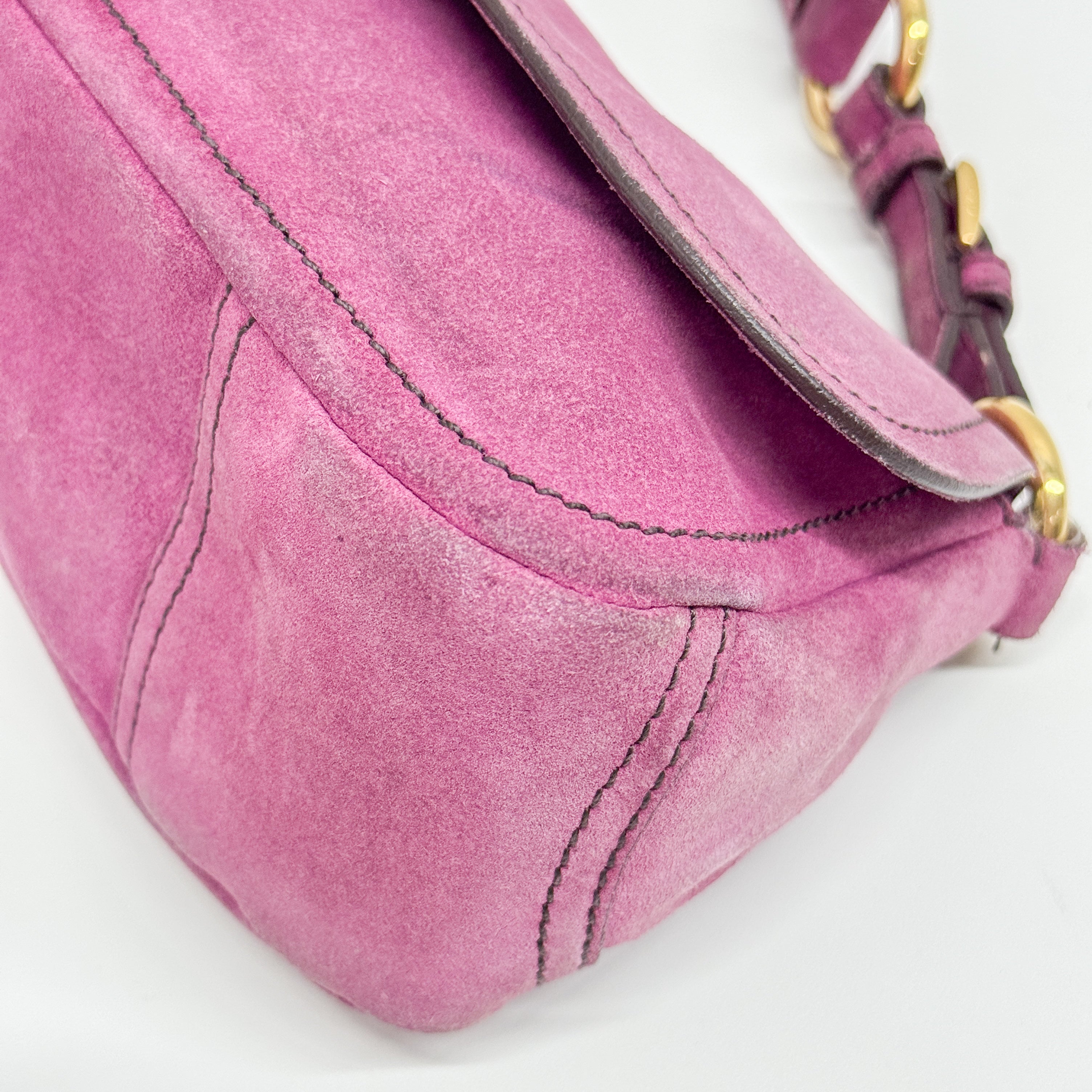 Purple Suede Shoulder Bag