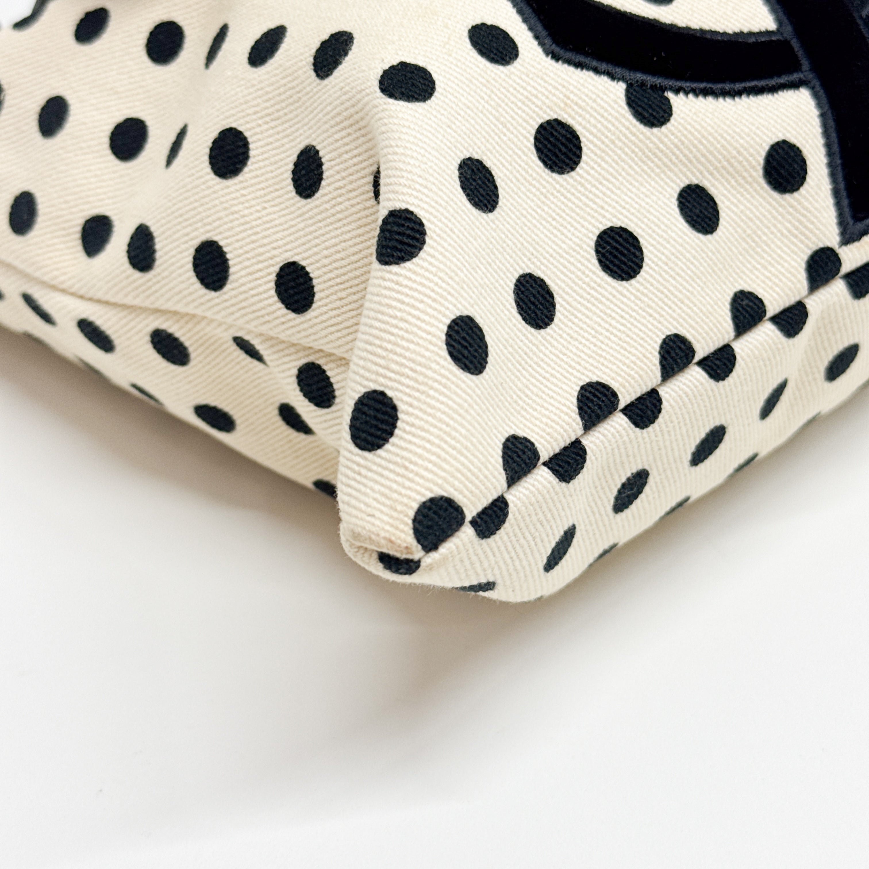 Blue Dotted White Cotton Tote Bag