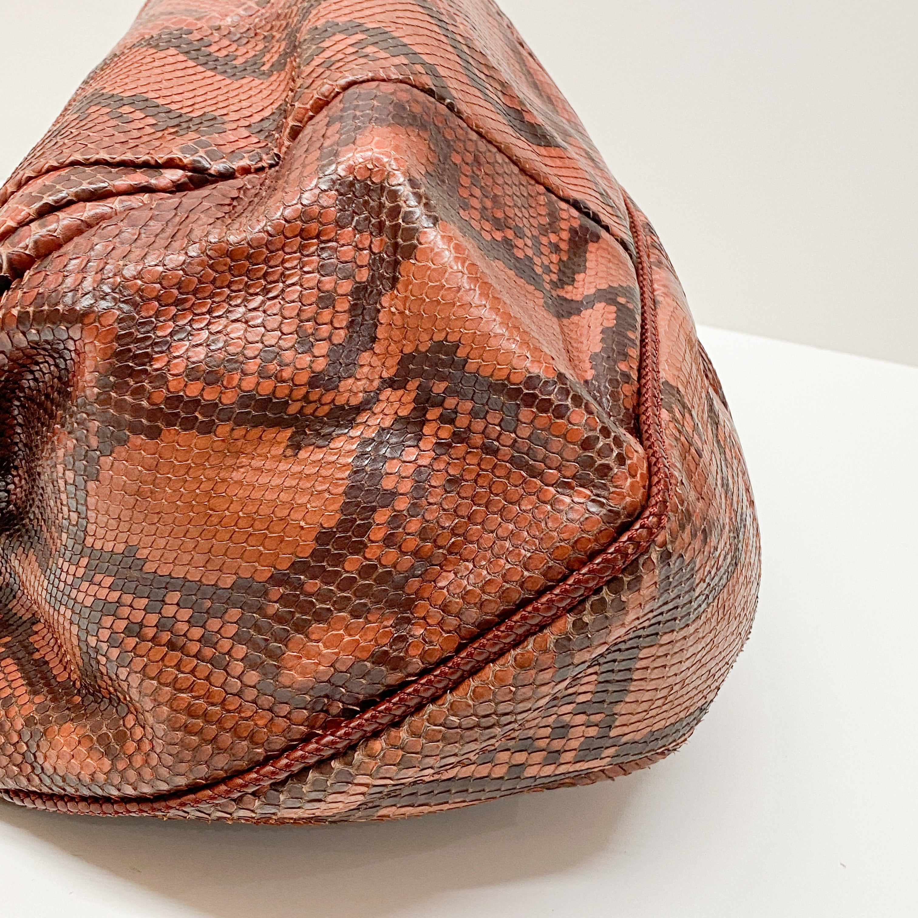 Marrakech Red Embossed Python Hobo Bag