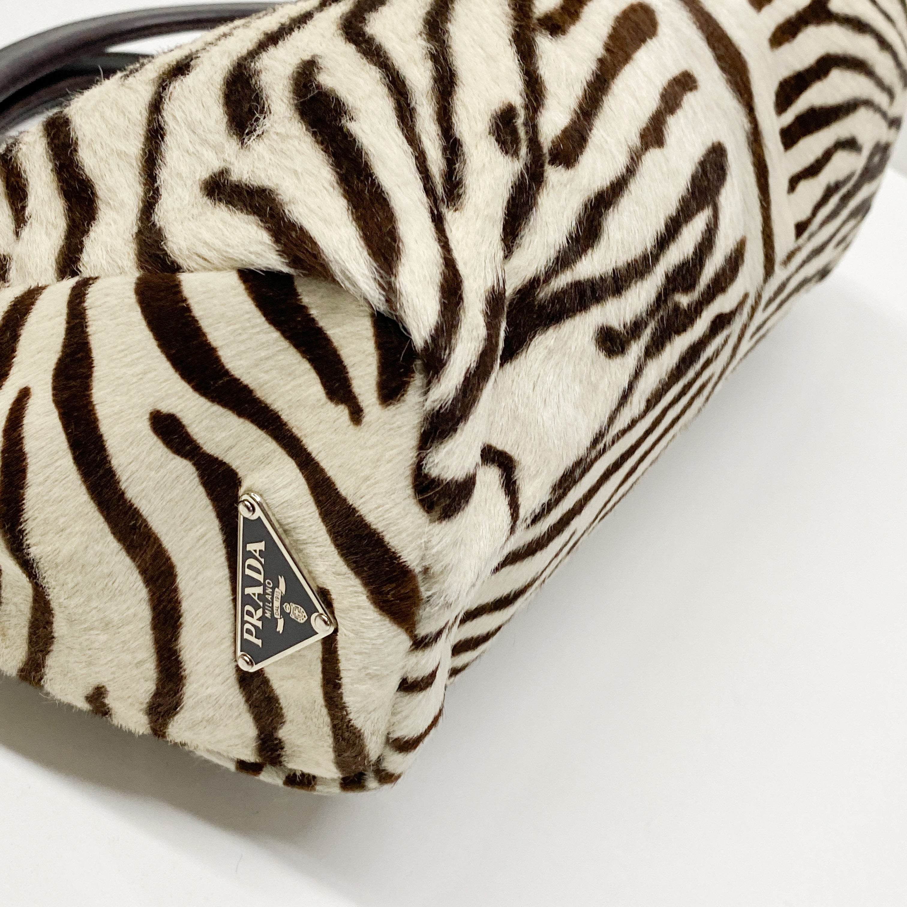 Brown Zebra Print Pony Hair Handbag