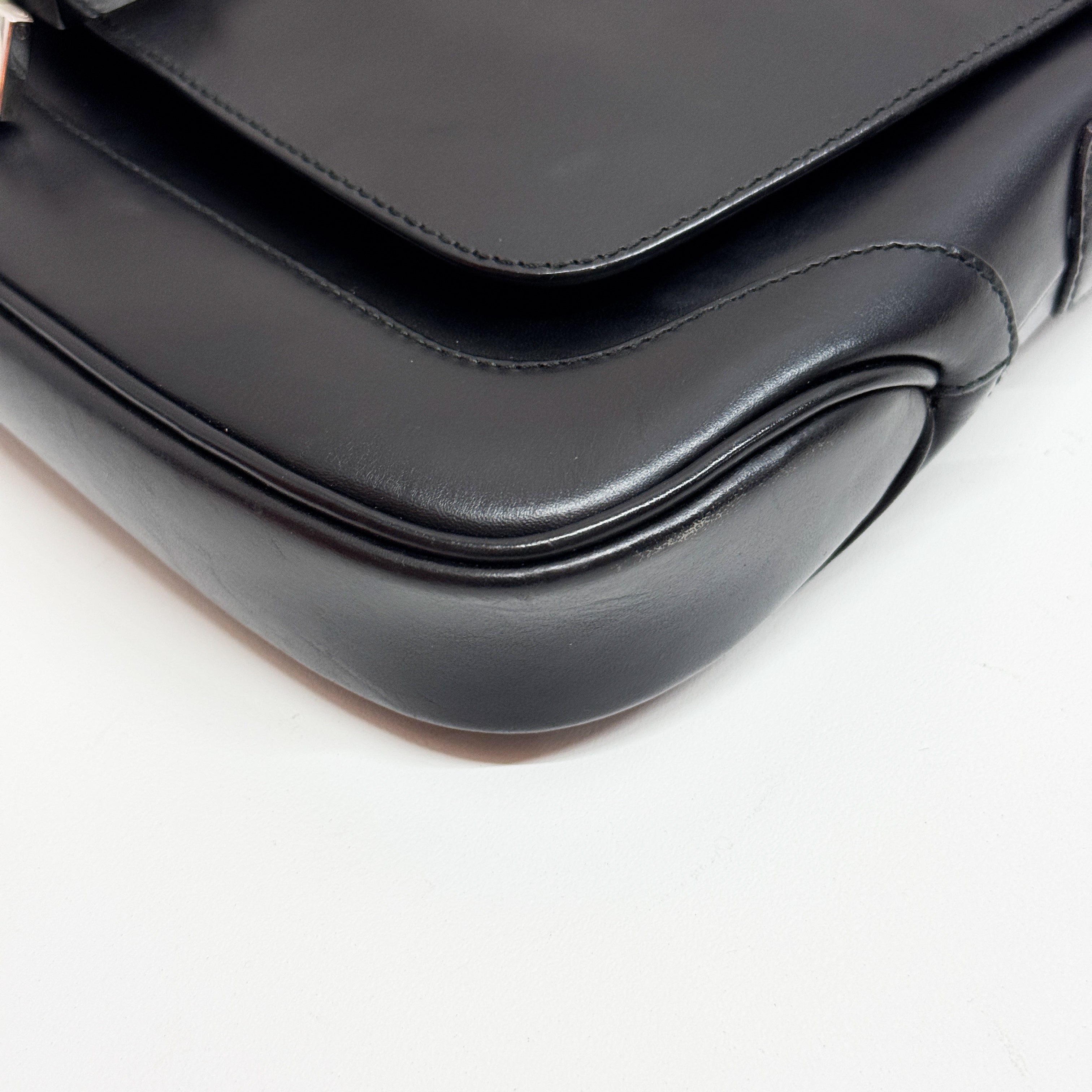 Jackie Black Calfskin Leather Shoulder Bag