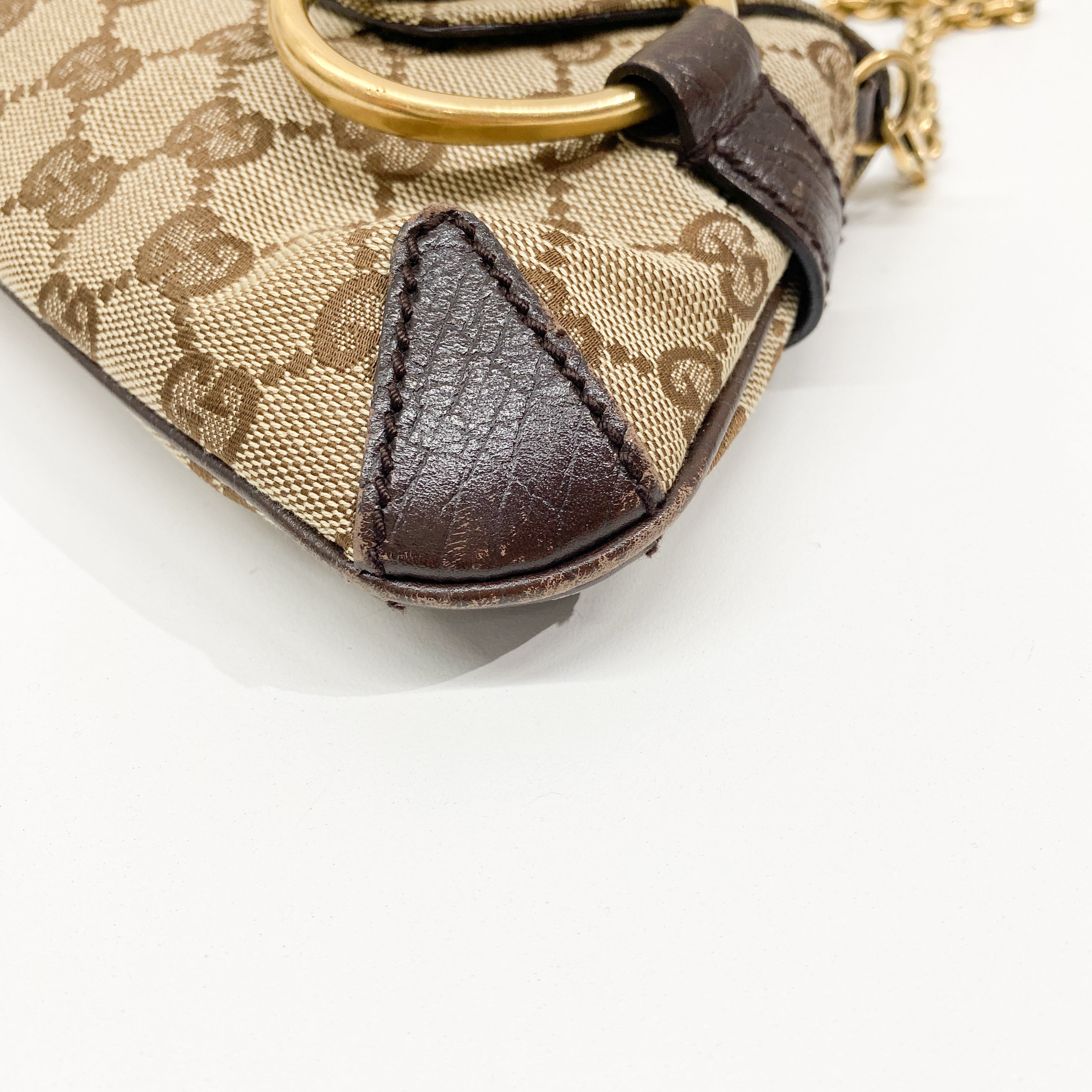 Horsebit Brown Canvas Shoulder Bag