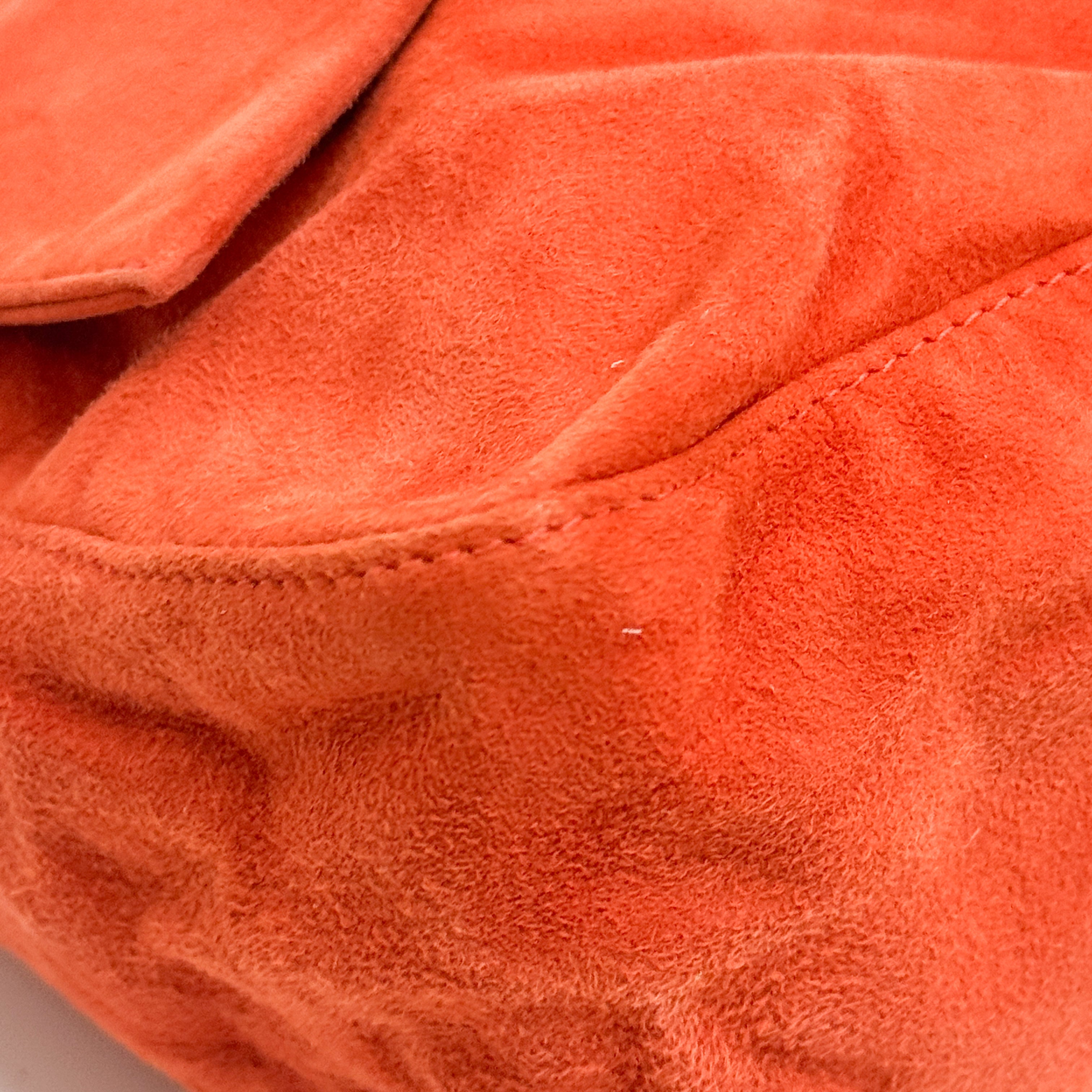 Mamma Baguette Orange Suede Shoulder Bag