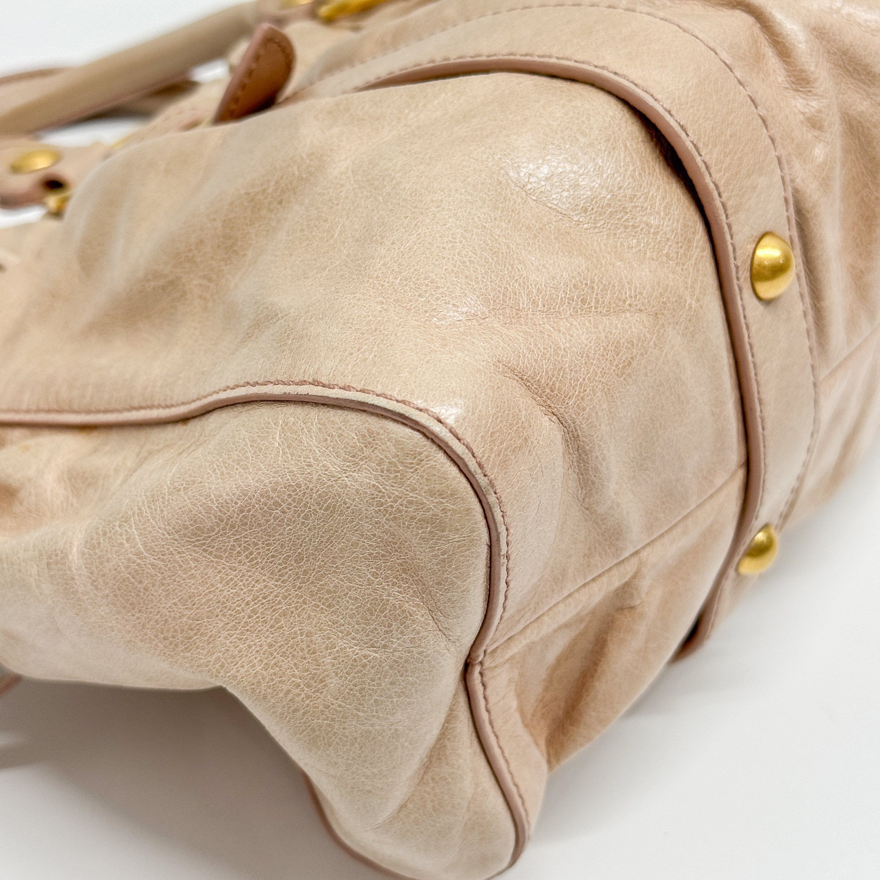 Vitello Bauletto Pink Leather Handle Bag