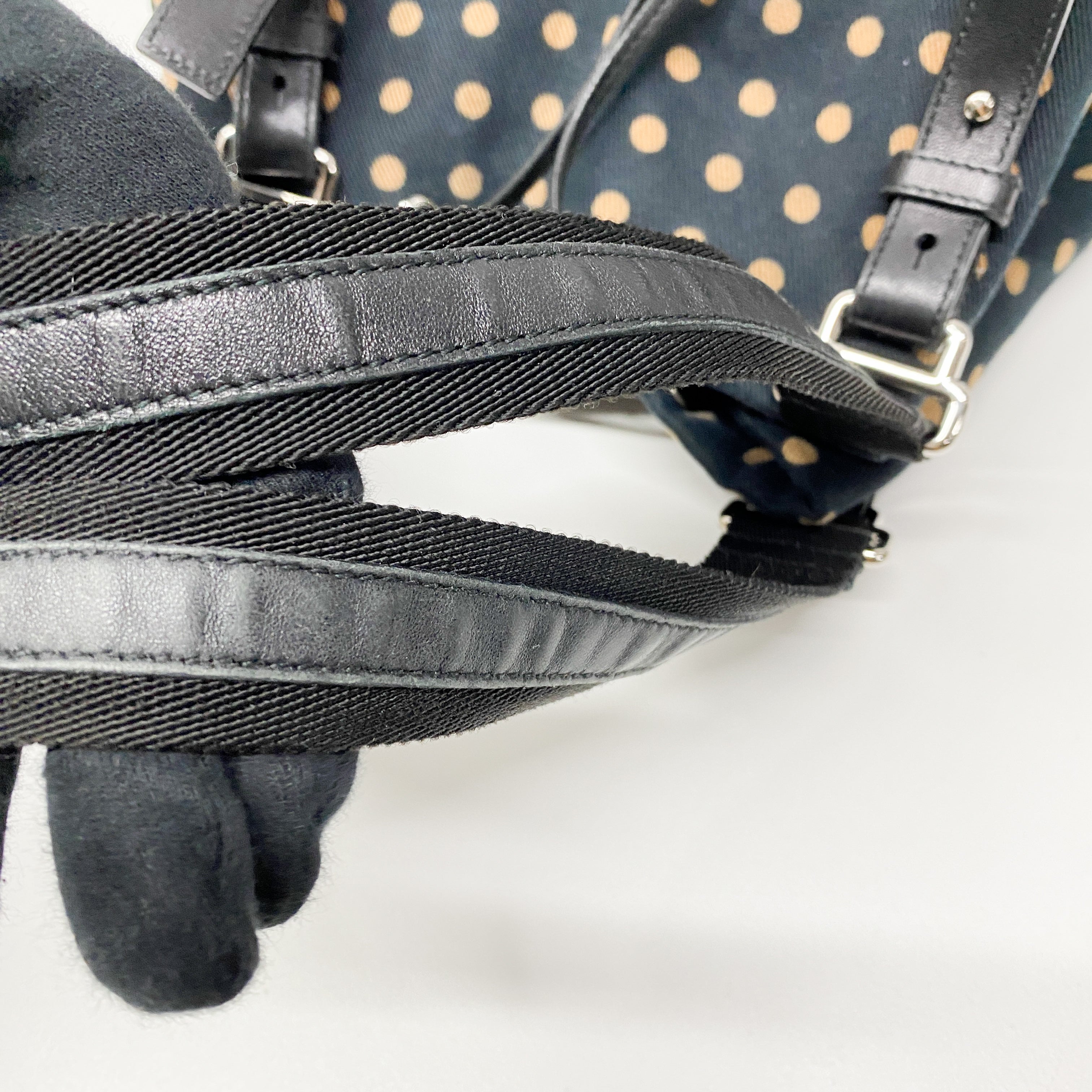 Yellow Dotted Canvas Blue Tote Bag