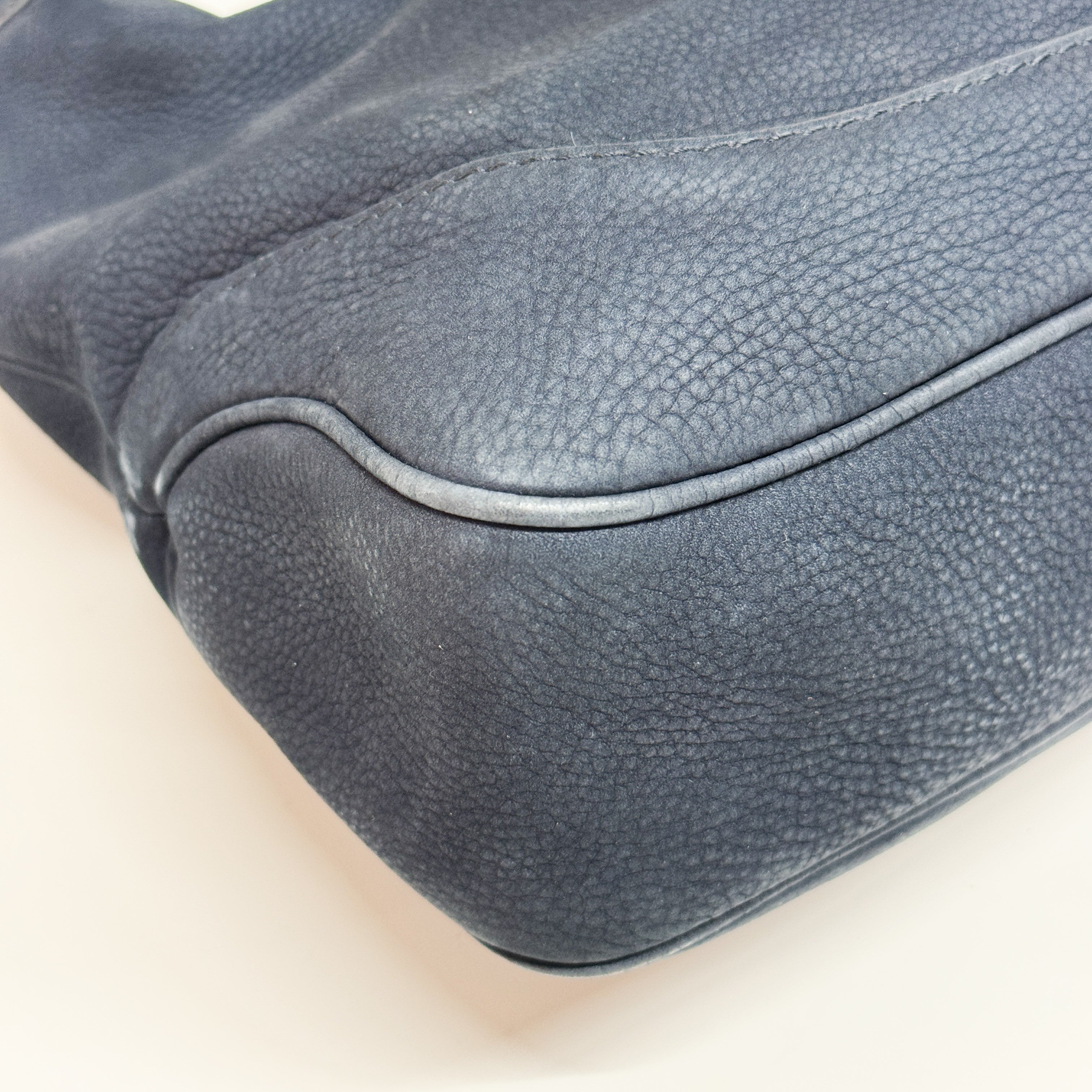Jackie Dark Blue Suede Shoulder Bag