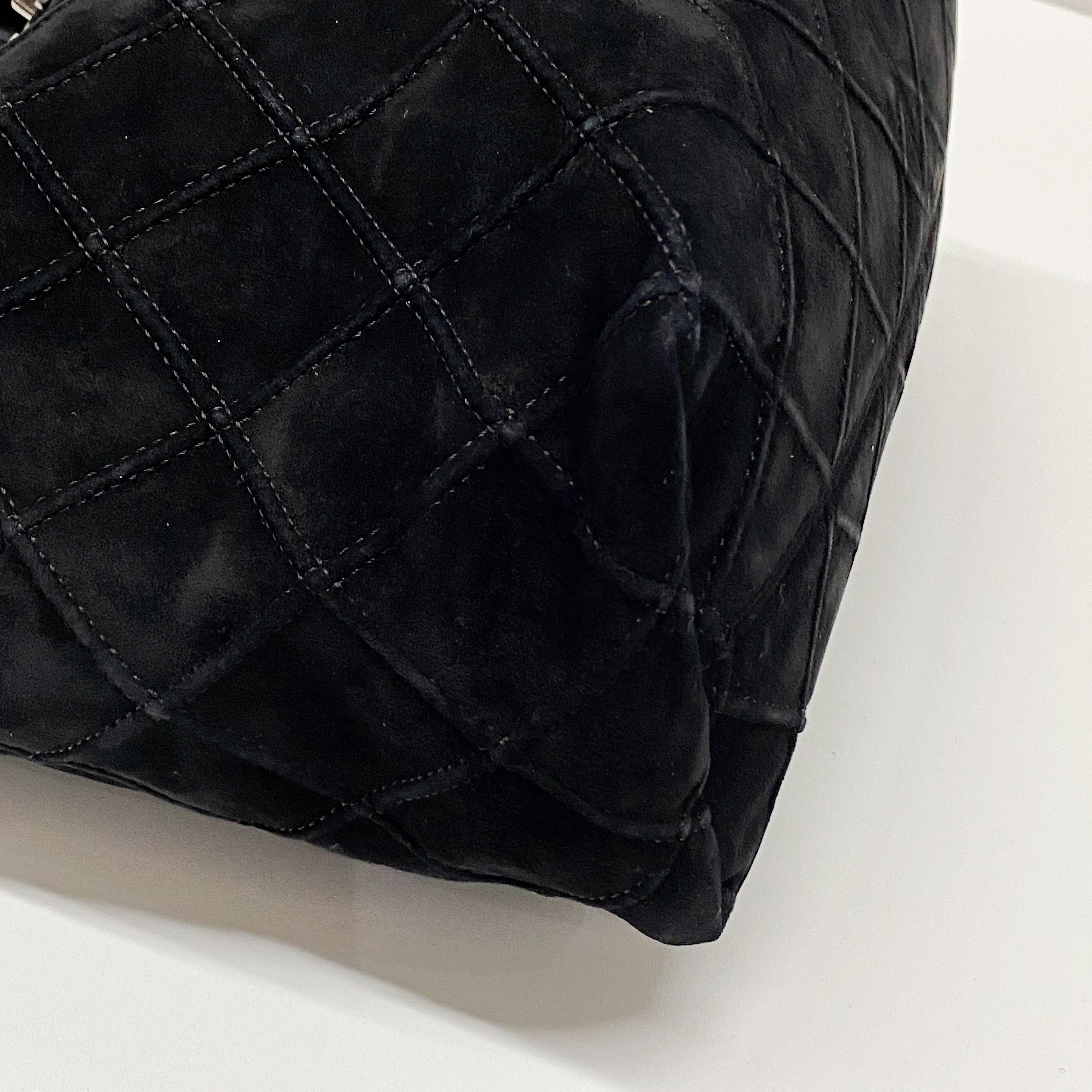 Metalesse Black Suede Hobo Shoulder Bag