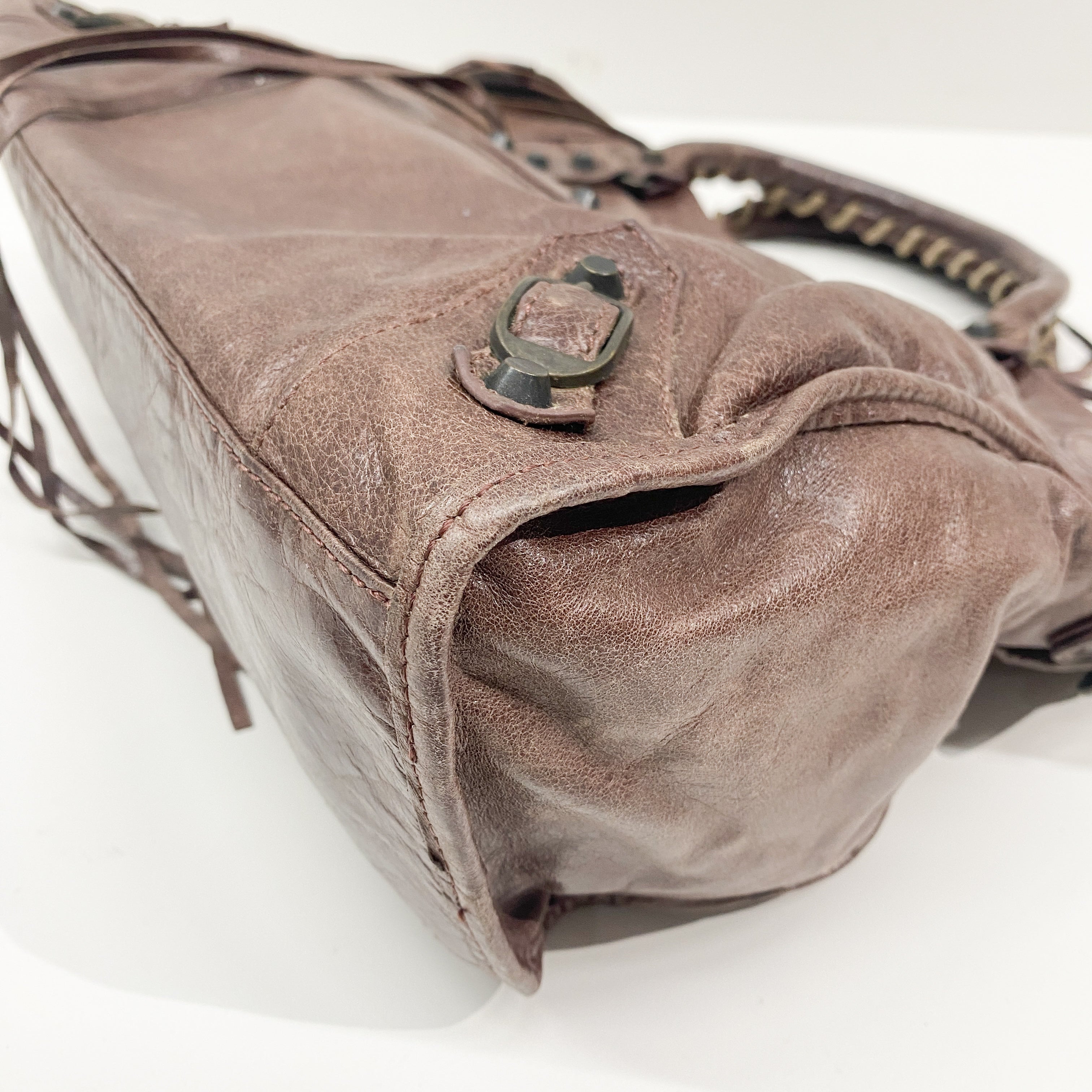 The City Brown Leather Hand Bag