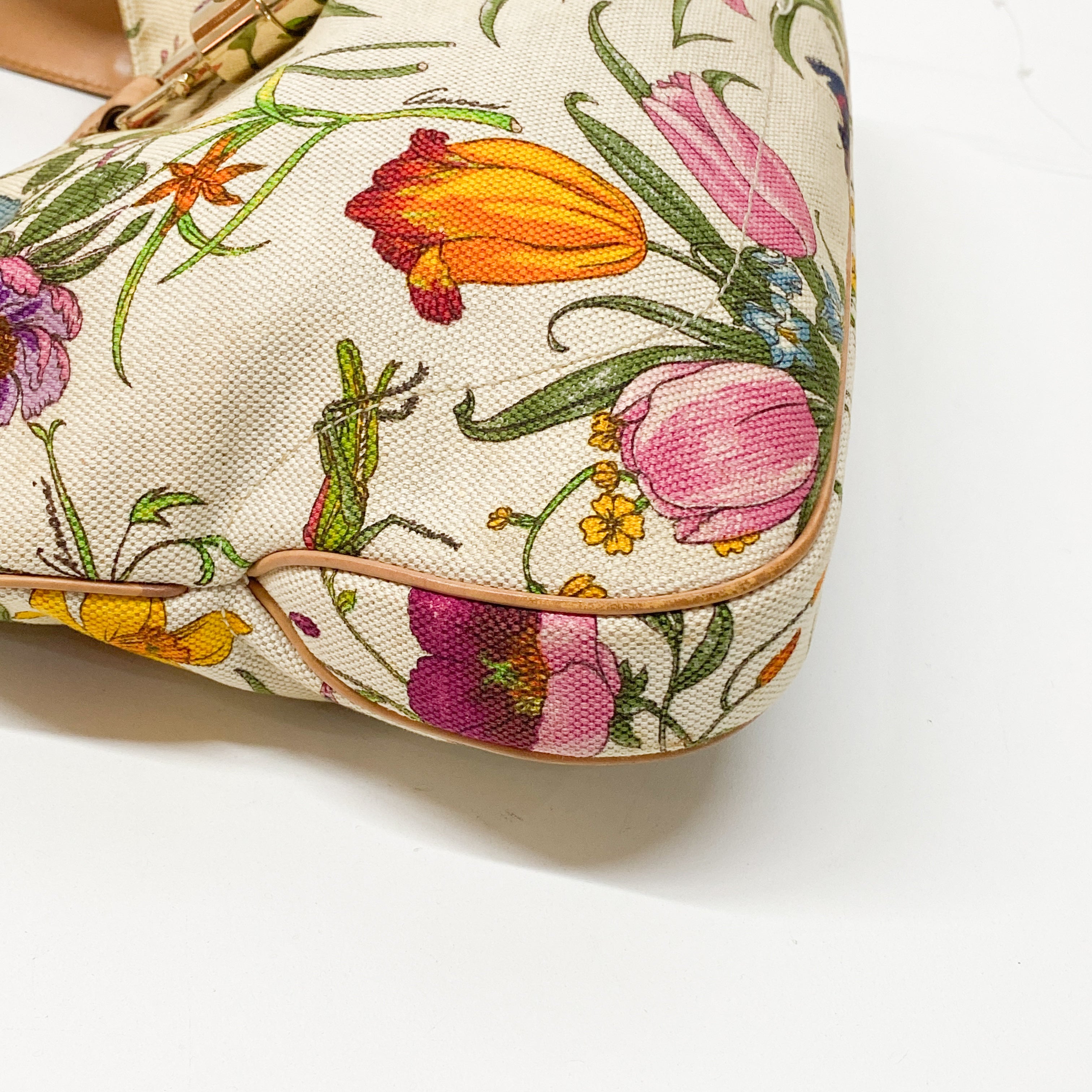 Jackie Floral Cotton Canvas Shoulder Bag