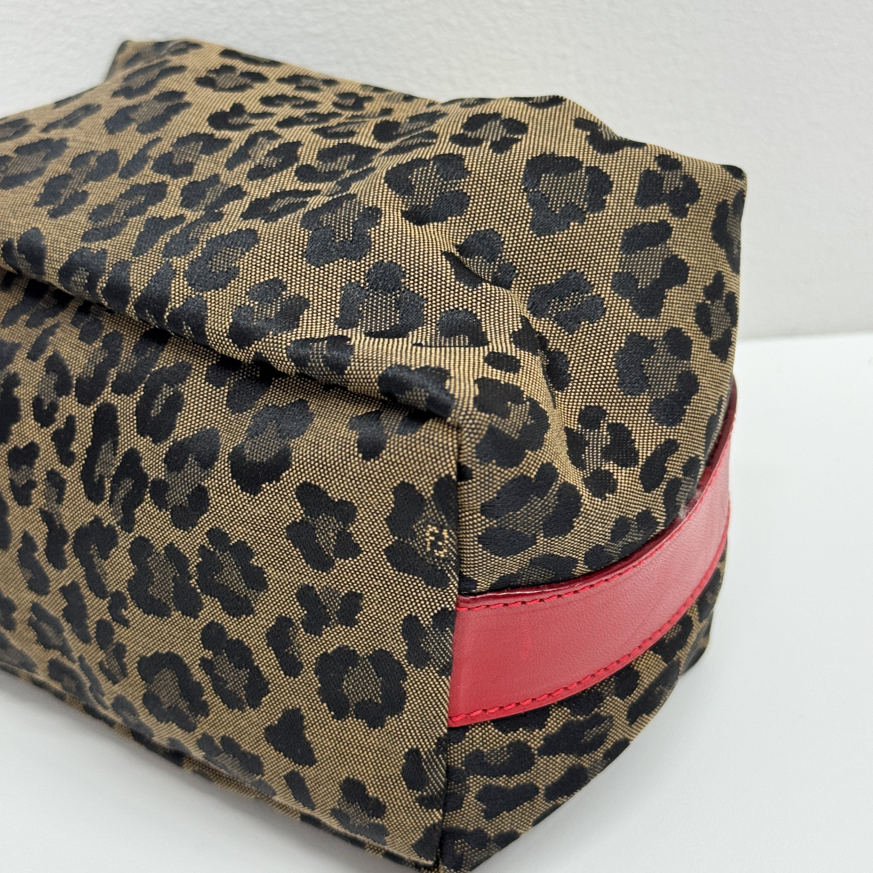Brown Leopard Canvas Pouch