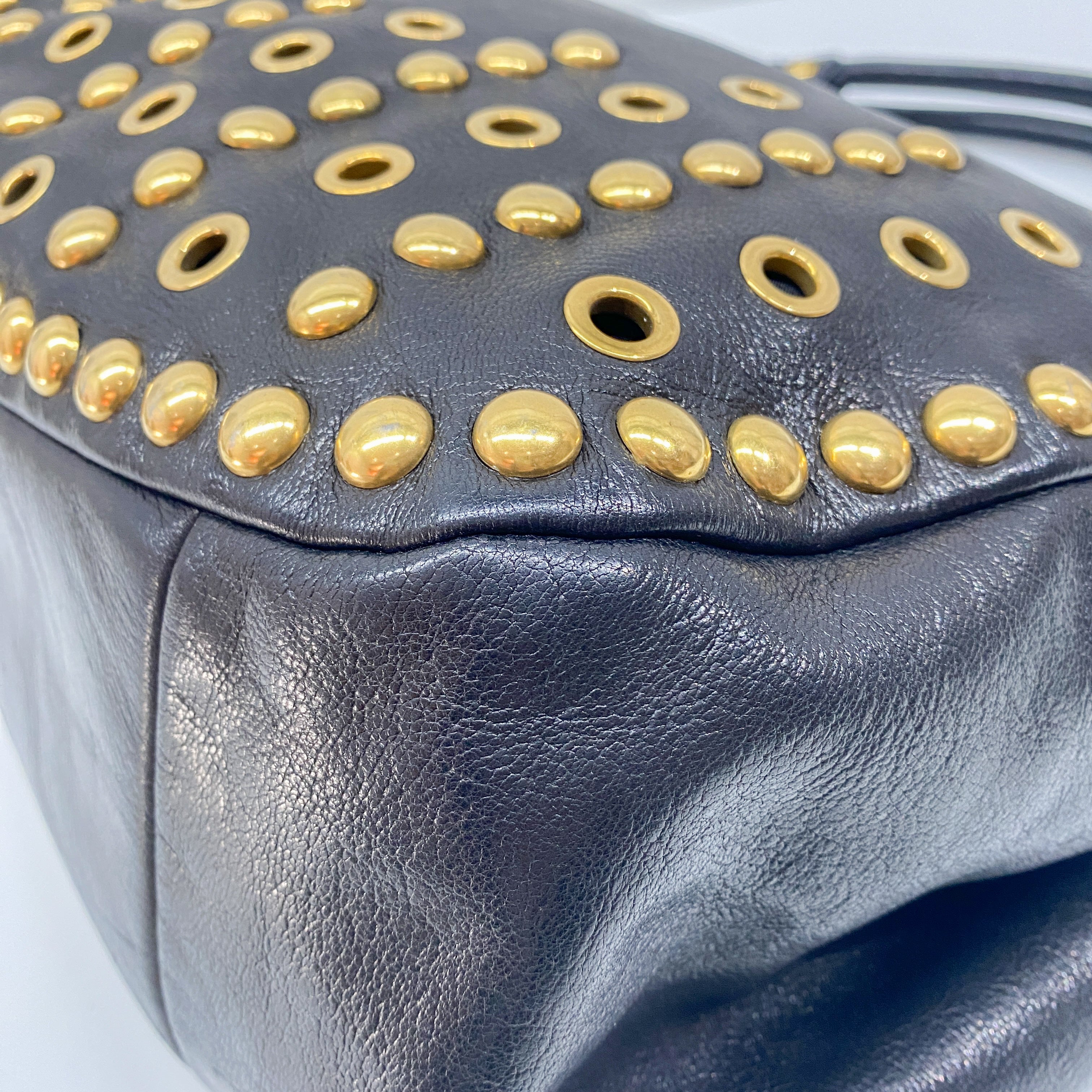 Vintage Black Gold Studded Leather Bag