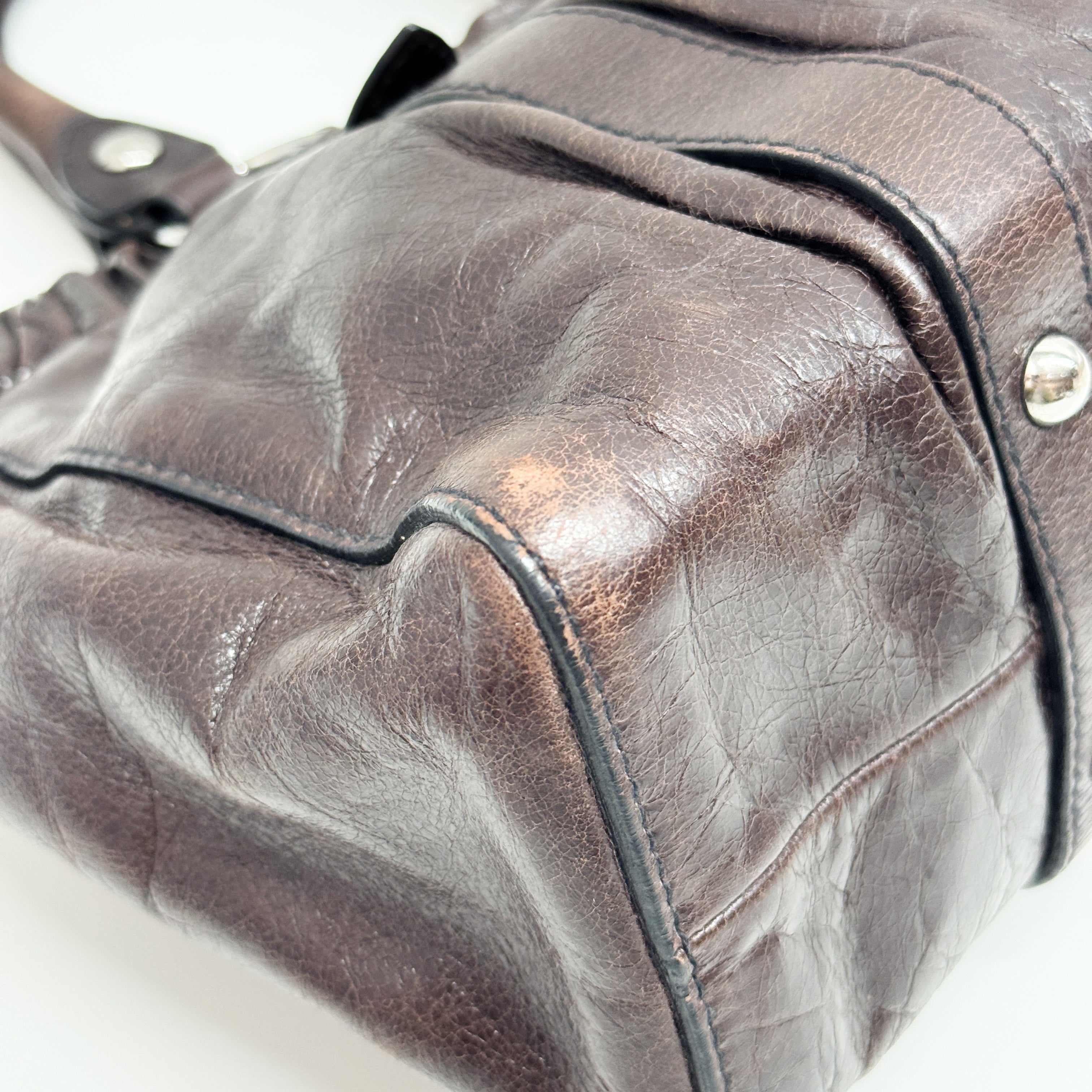Vitello Brown Calfskin Leather Two Way Bag