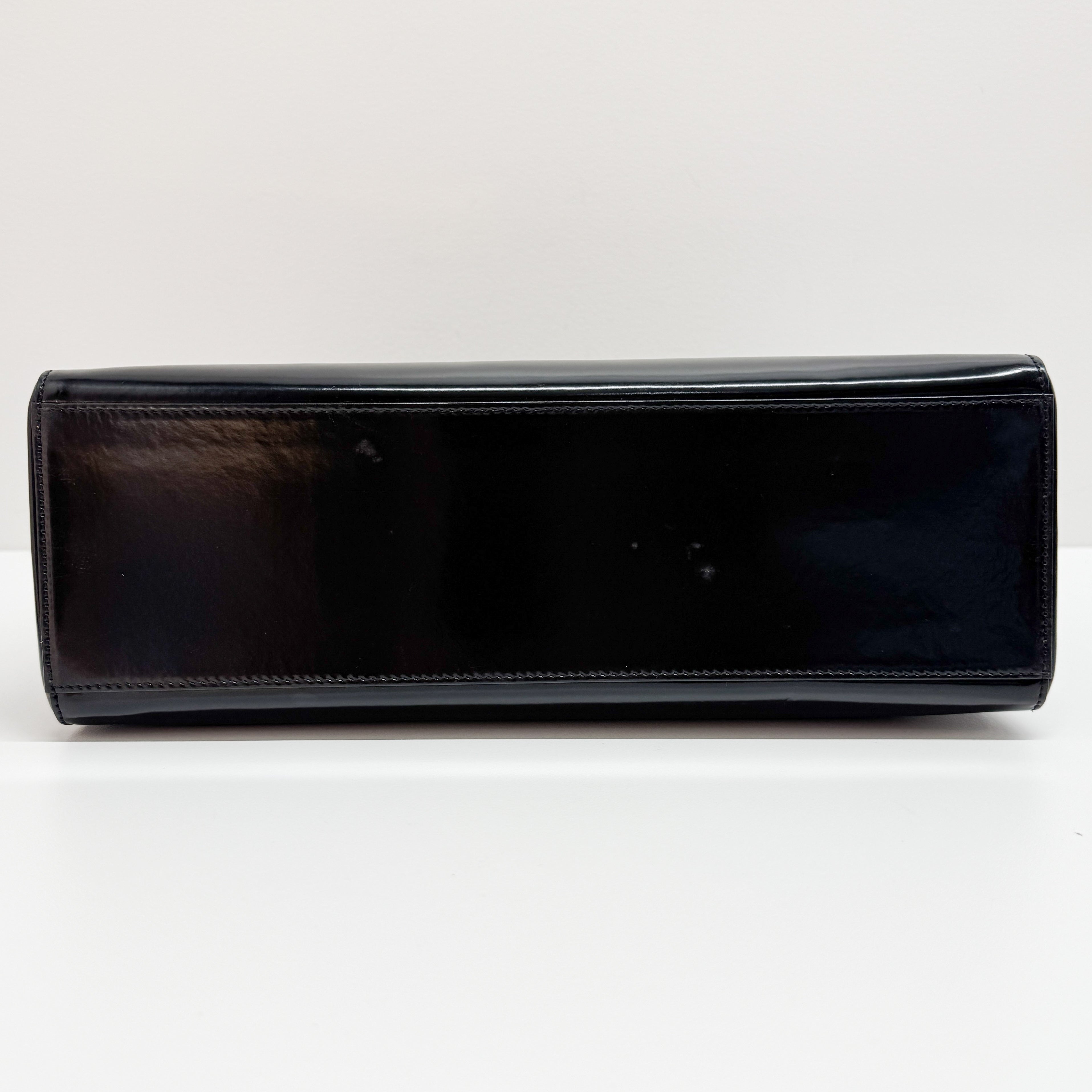 Lady Dior Black Patent Leather Hand Bag