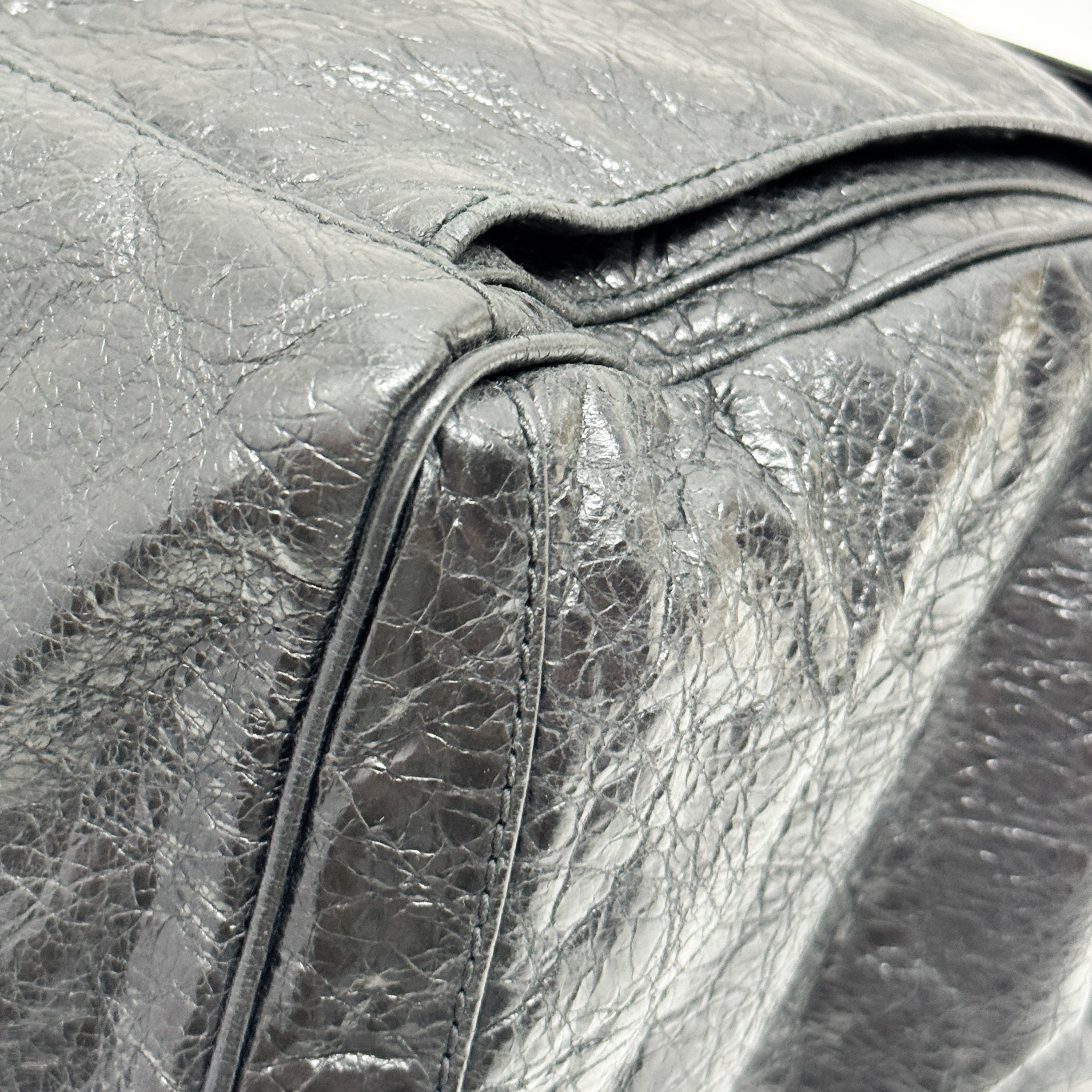 Black Leather City Tote