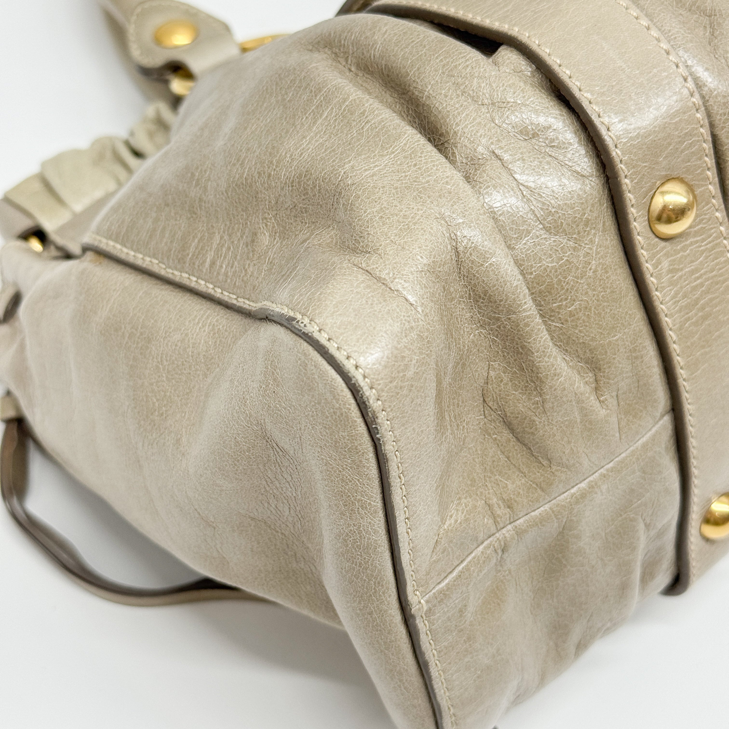 Vitello Bauletto Green Calfskin Leather Two Way Bag