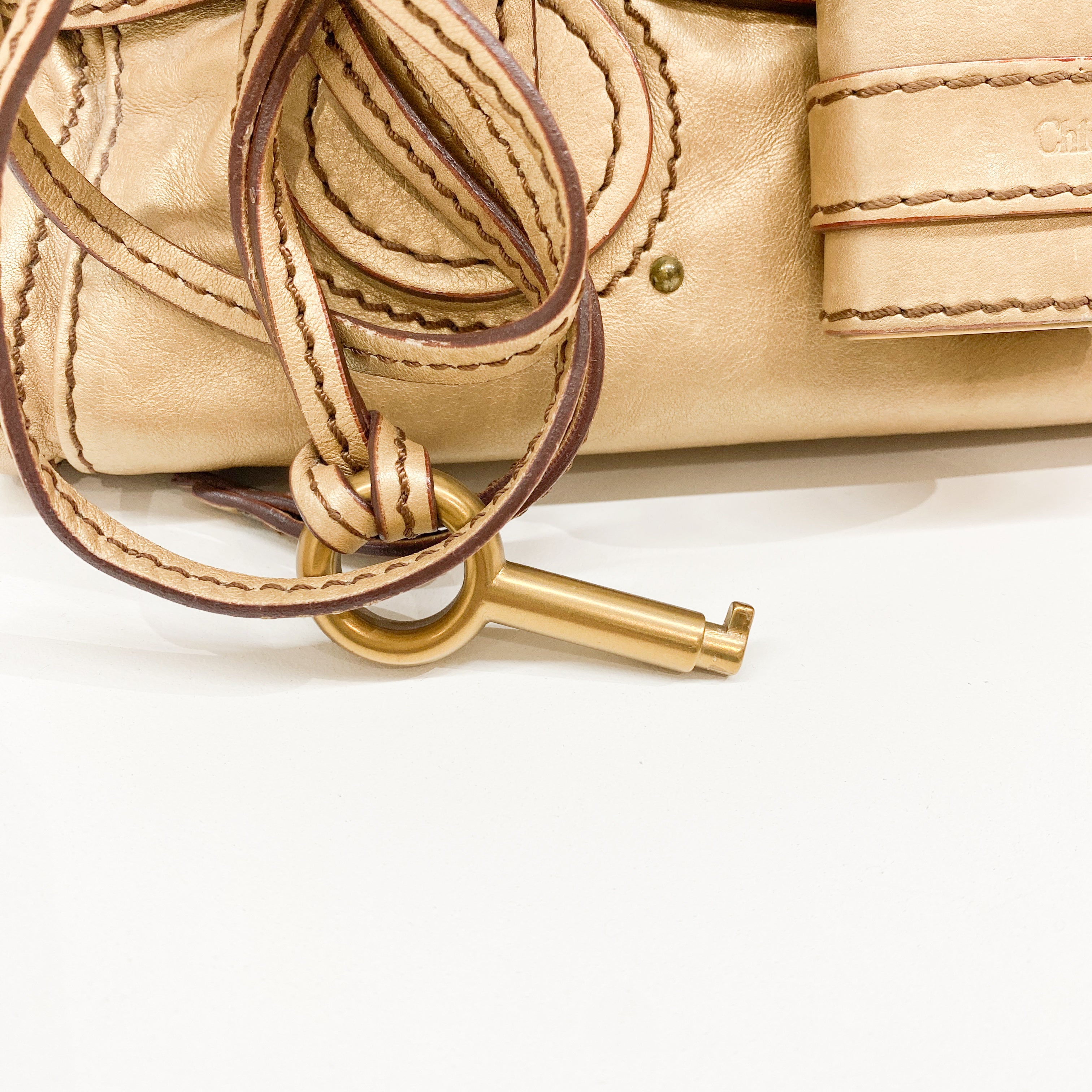 Paddington Mini Gold Leather Shoulder Bag