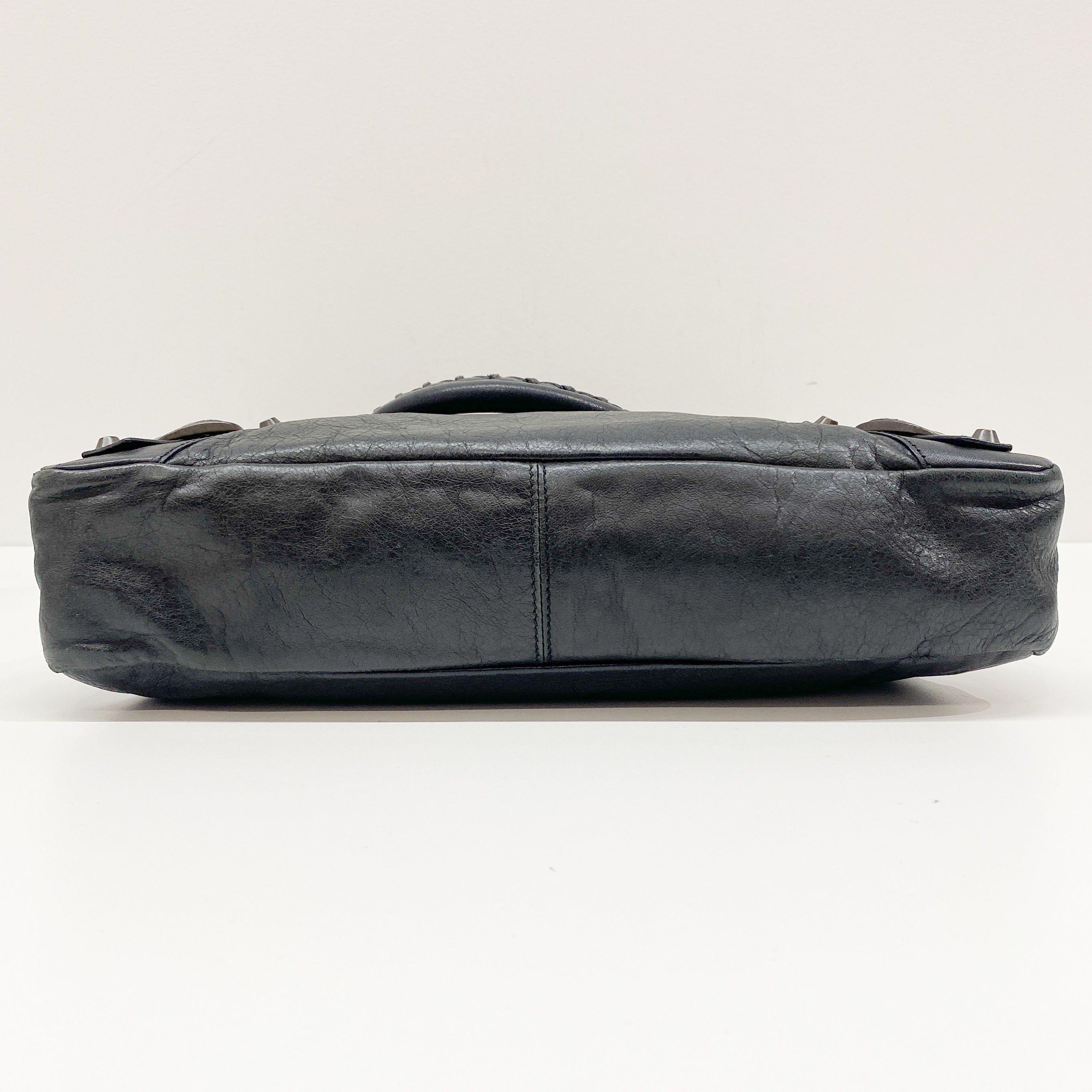 The Town Black Leather Hand Bag