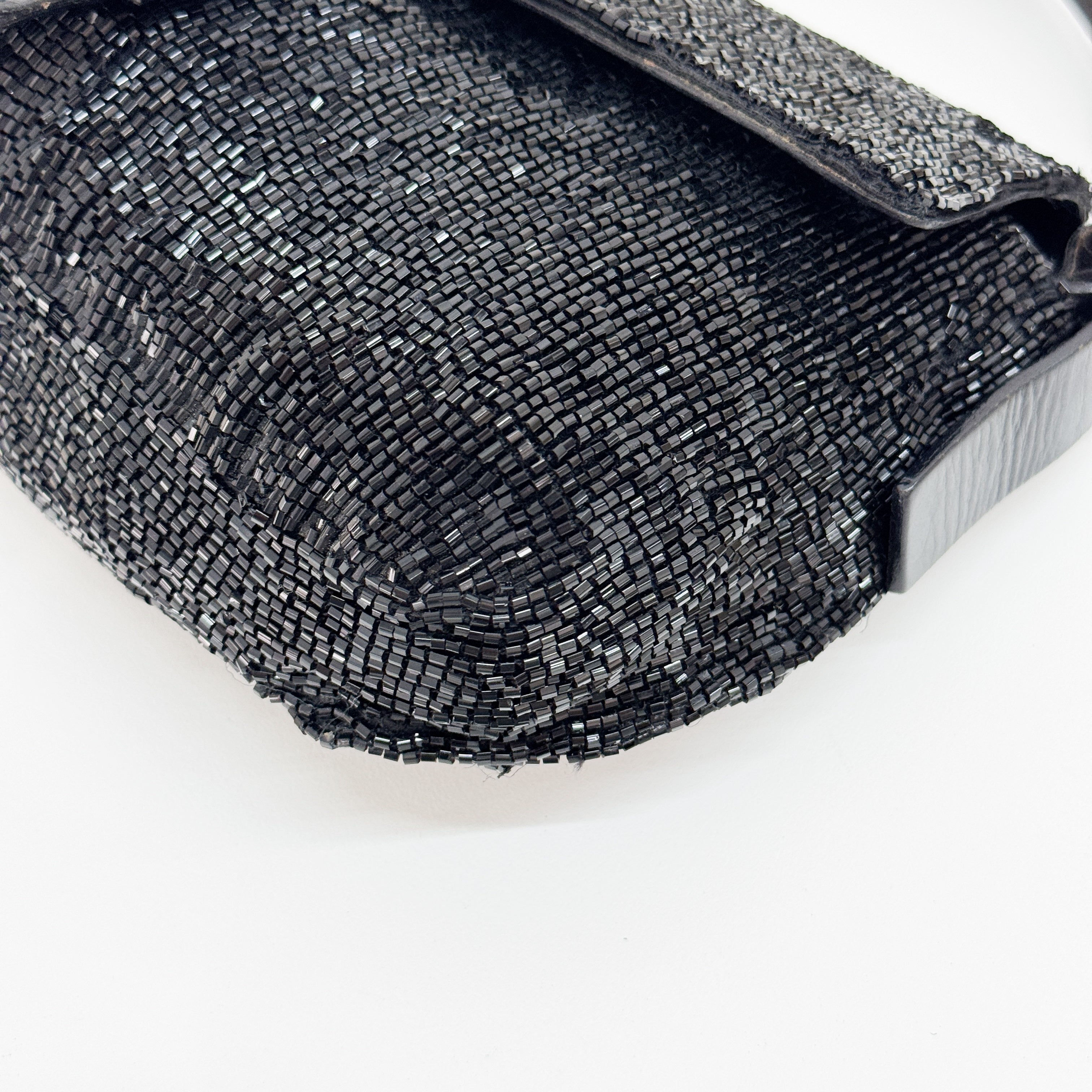 Baguette Black Beading Shoulder Bag