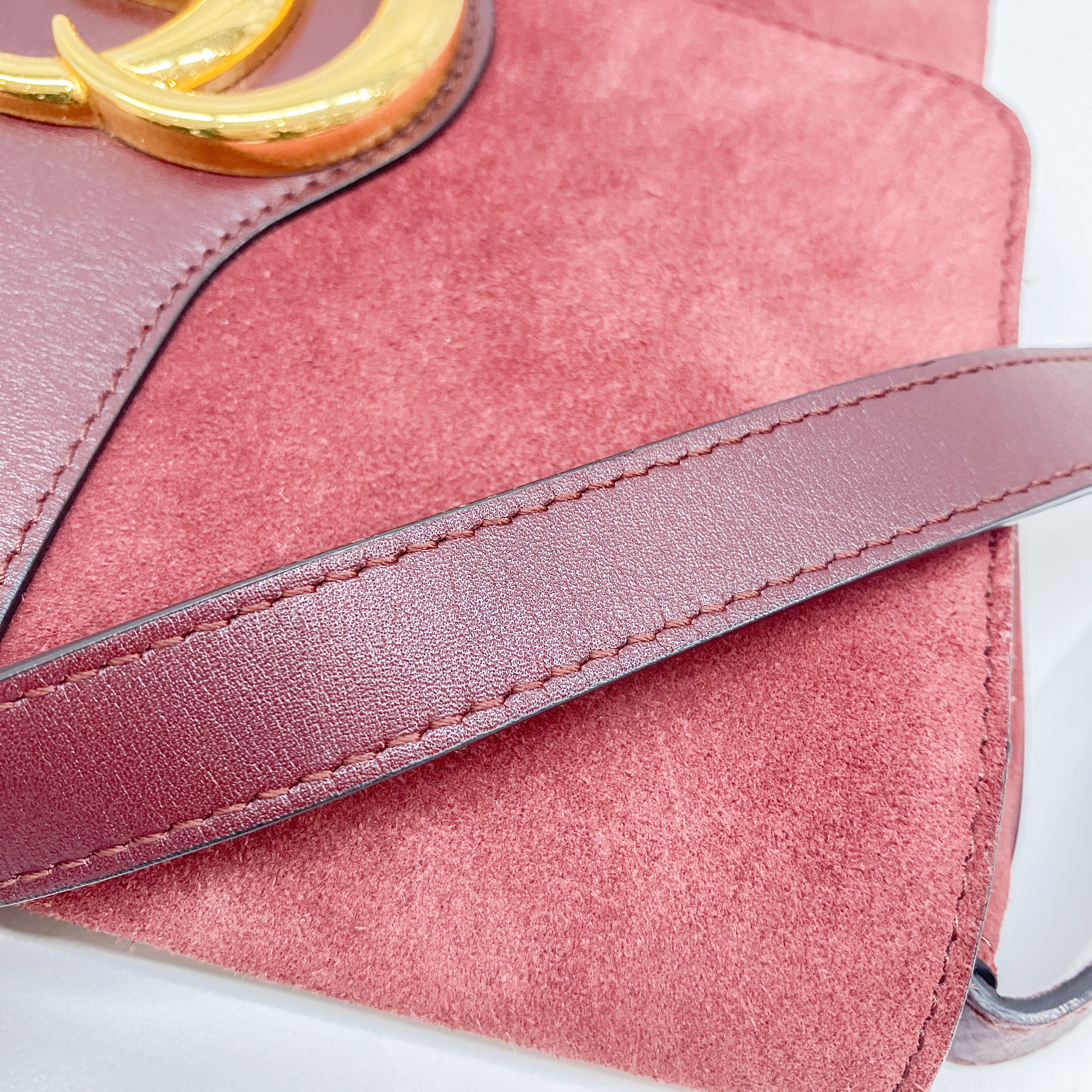 GG Marmont Red Suede Shoulder Bag