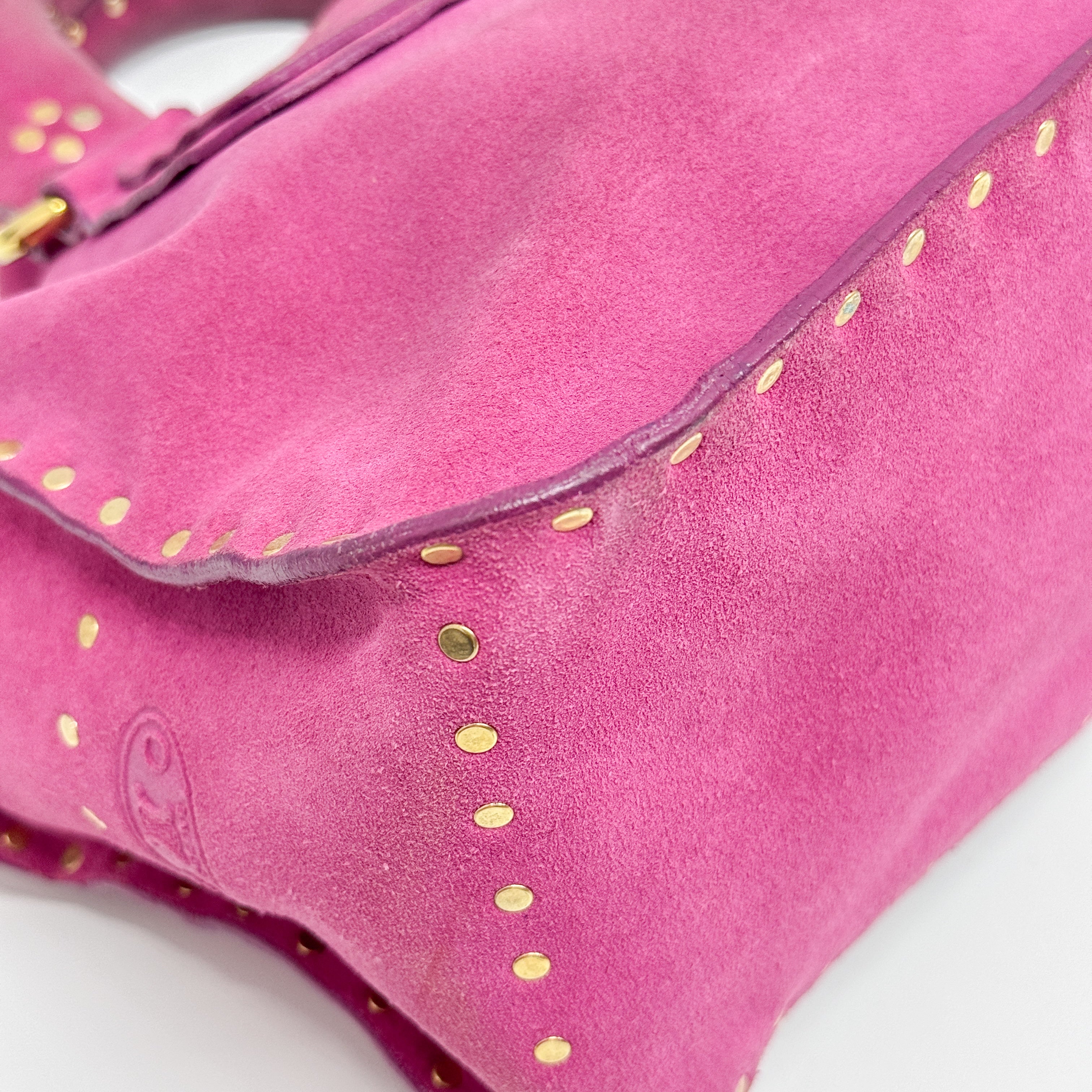 Boogie Pink Studded Suede Hand Bag