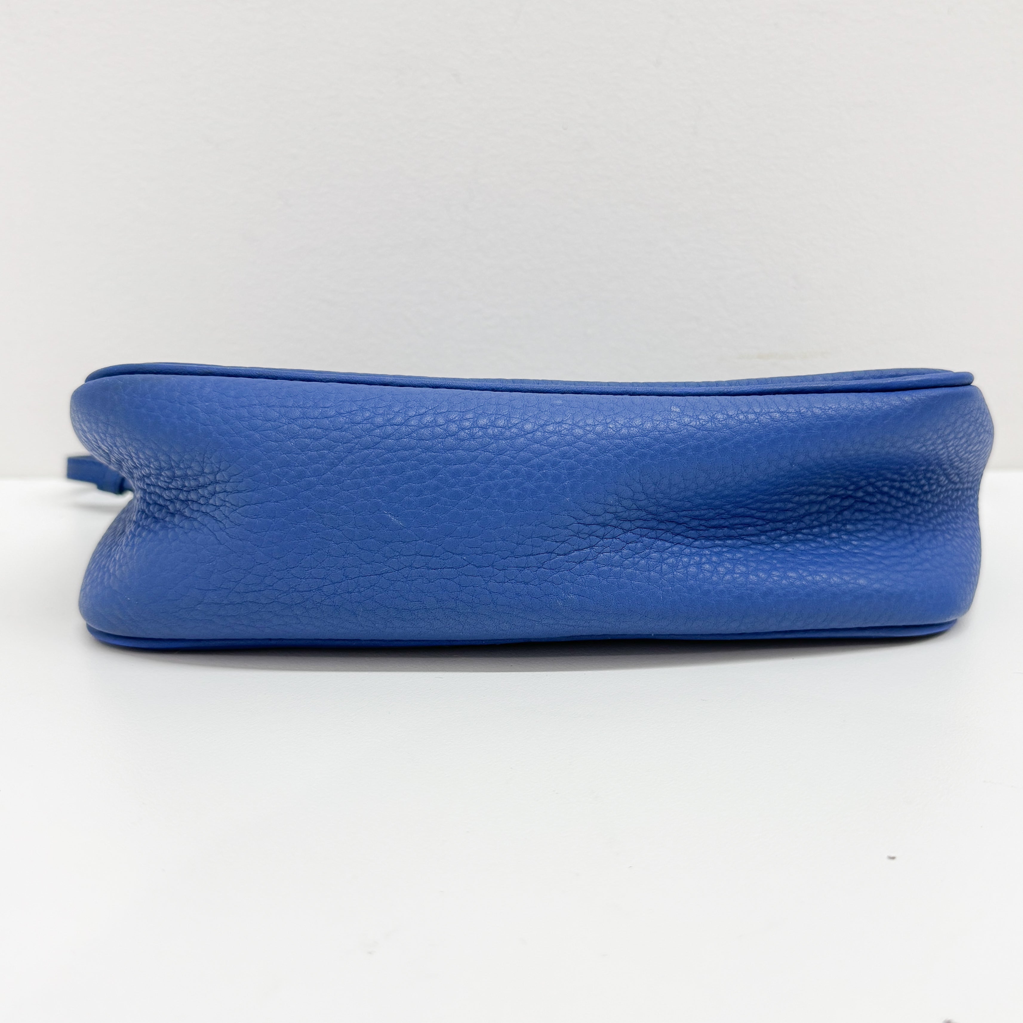 Blue Leather Mini Handle Bag